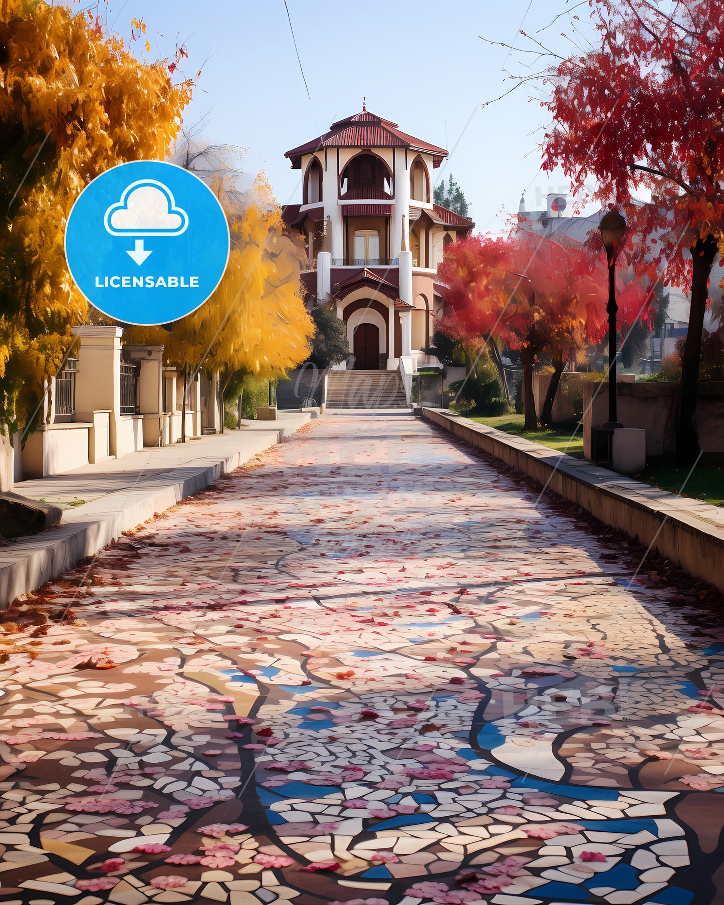 Chișinău, Moldova - A Stone Path With Trees And A Building In The Background