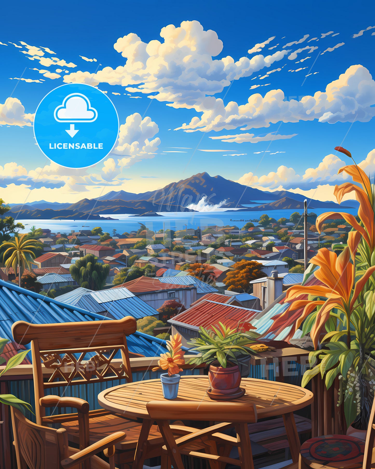 On The Roof Of Fiji, Republic Of Fiji - A View Of A Town From A Balcony