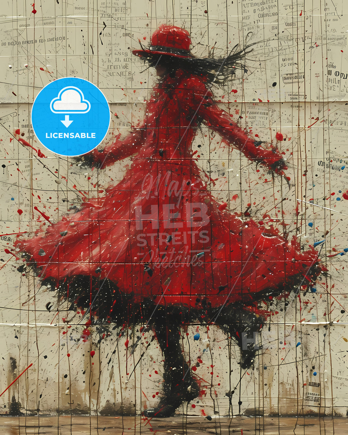 Flyer Design, Modern, Artistic - A Painting Of A Woman In A Red Dress And Hat