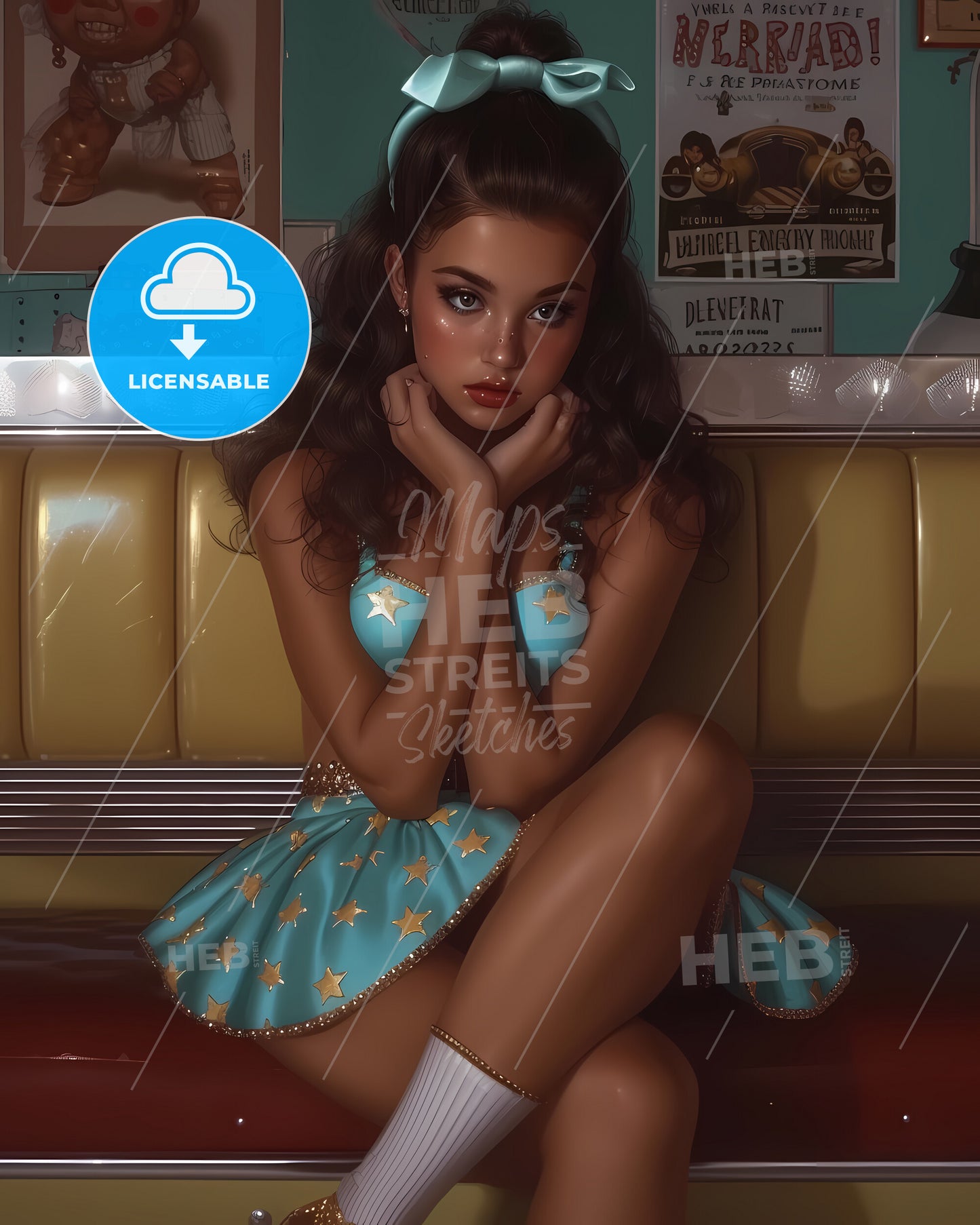 Gogo Girl Hyper Realism Style - A Girl Sitting On A Bench