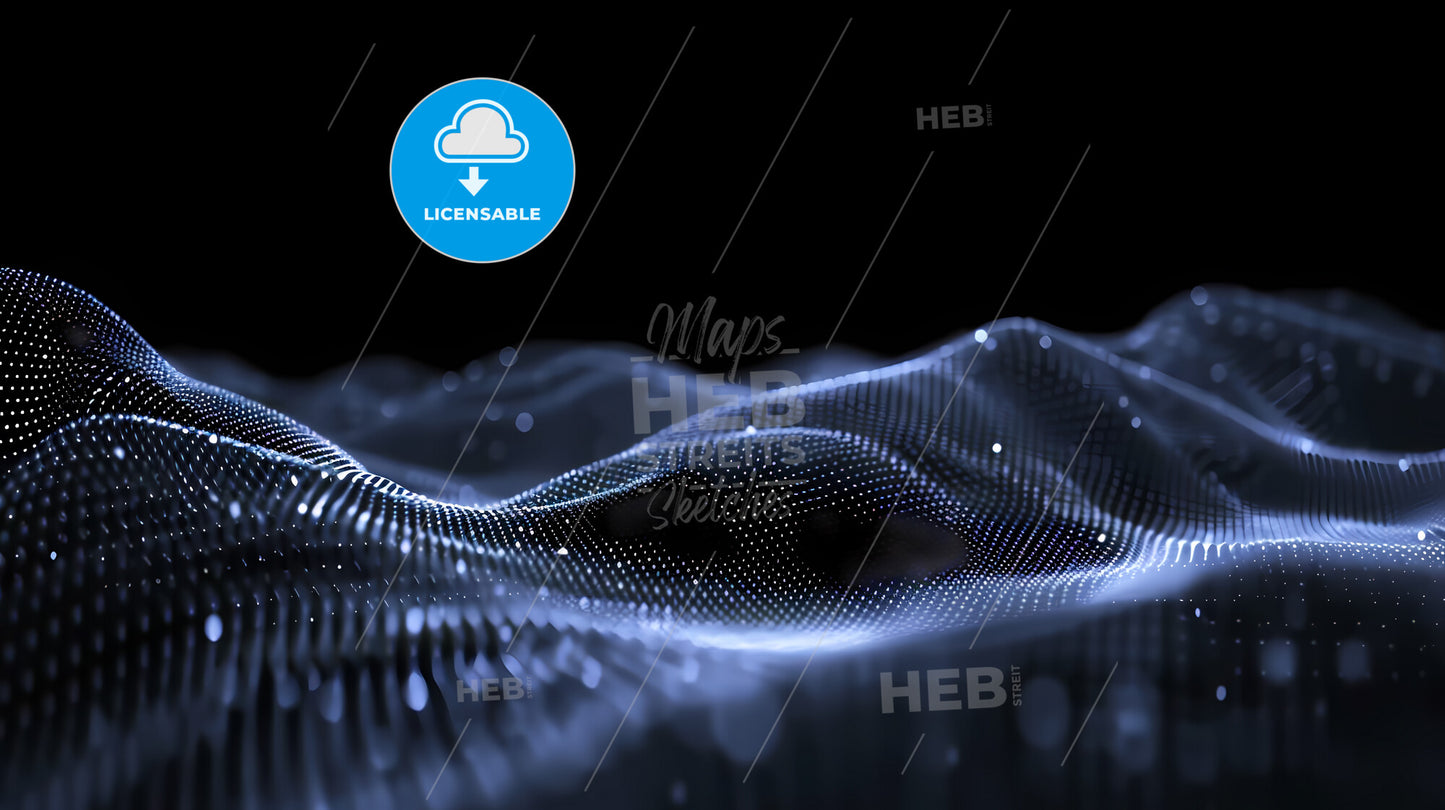 Abstract Background, Modern And Dynamic - A Blue And White Wavy Surface With Dots