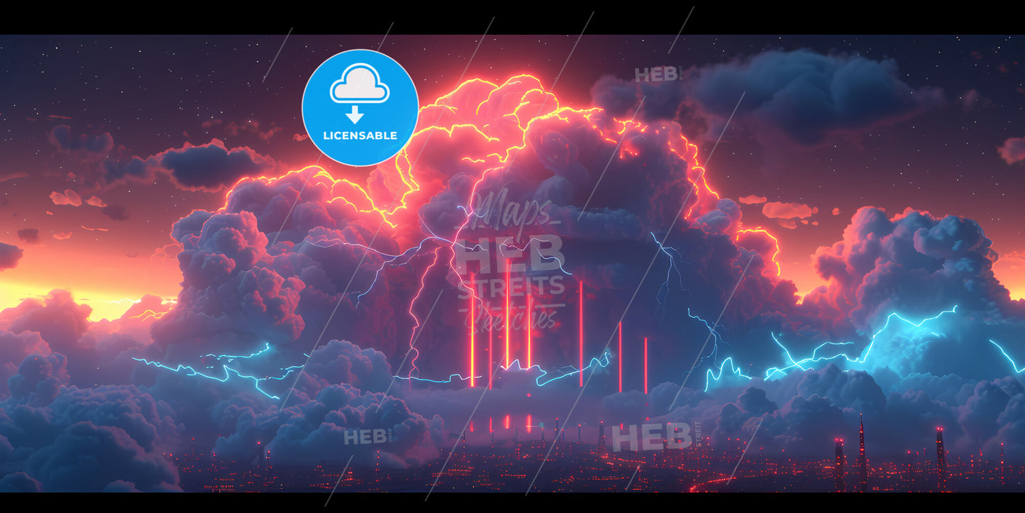 Abstract Minimalist Background - A Cloud With Lightning And Clouds In The Sky