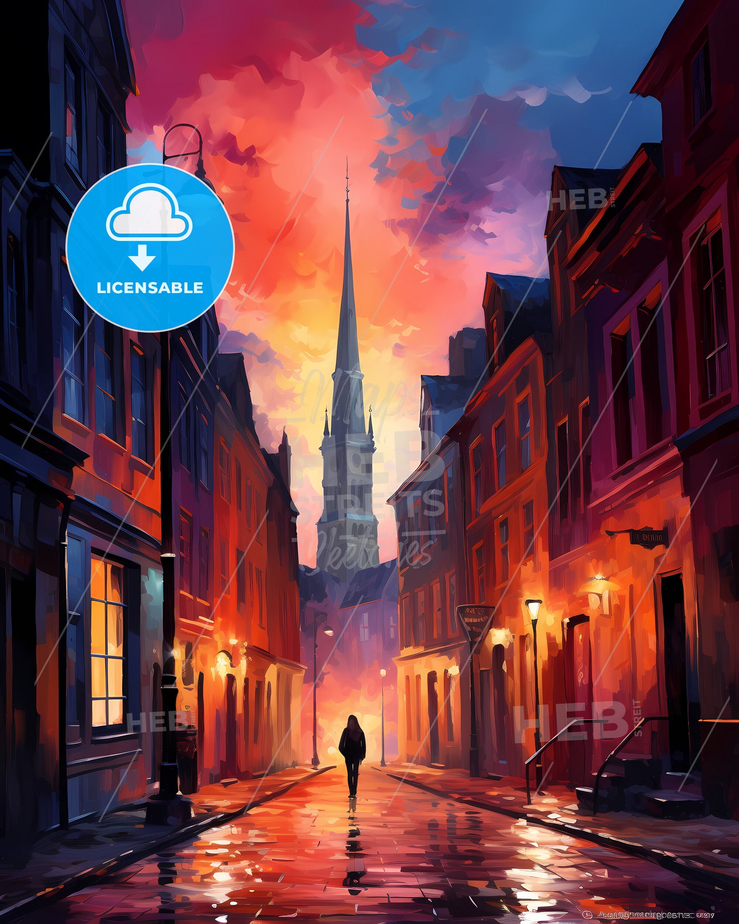 Leicester, England - A Person Walking Down A Street With A Tall Tower In The Background