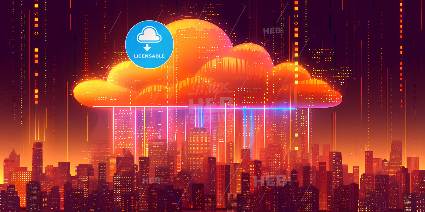 Abstract Minimalist Background - A City With A Cloud In The Sky