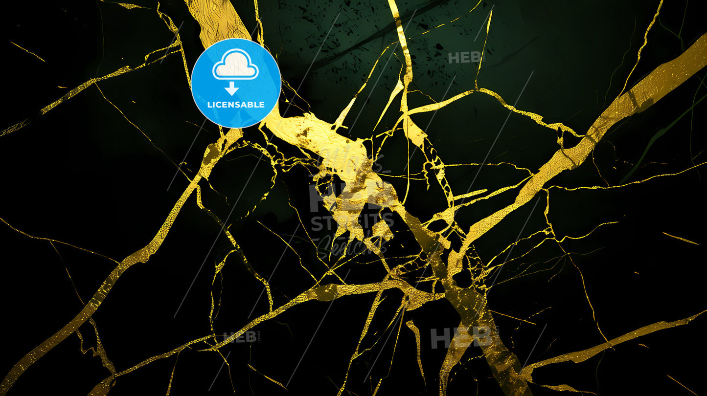 Background, Using One Color In Golden, And Using One Texture Of Marble - A Gold And Black Marble With Cracks