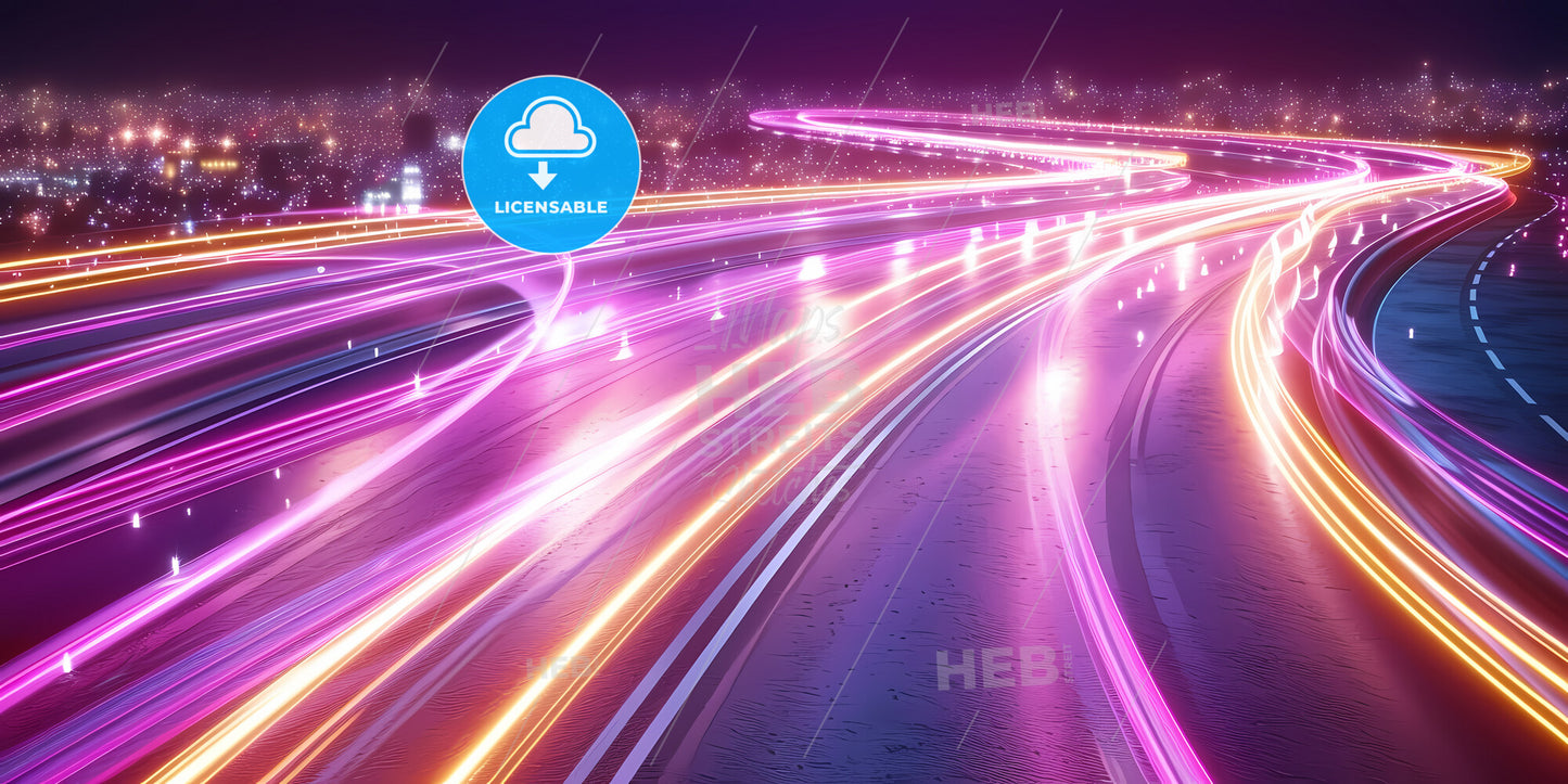 Abstract Futuristic Neon Background Twisted Electromagnetic Vortex - A Road With Lights On It