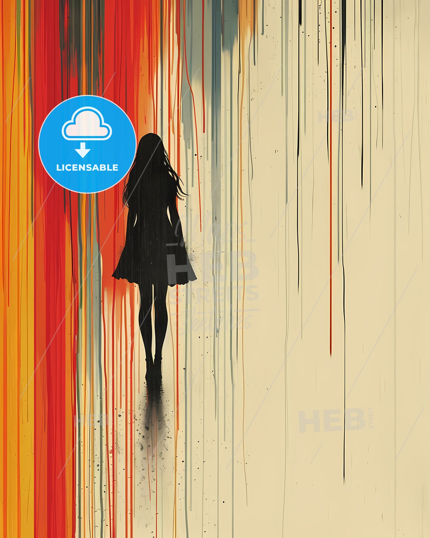 A Continous One Line Minimalist Illustration Of A Pretty Girl - A Woman Walking In A Dress