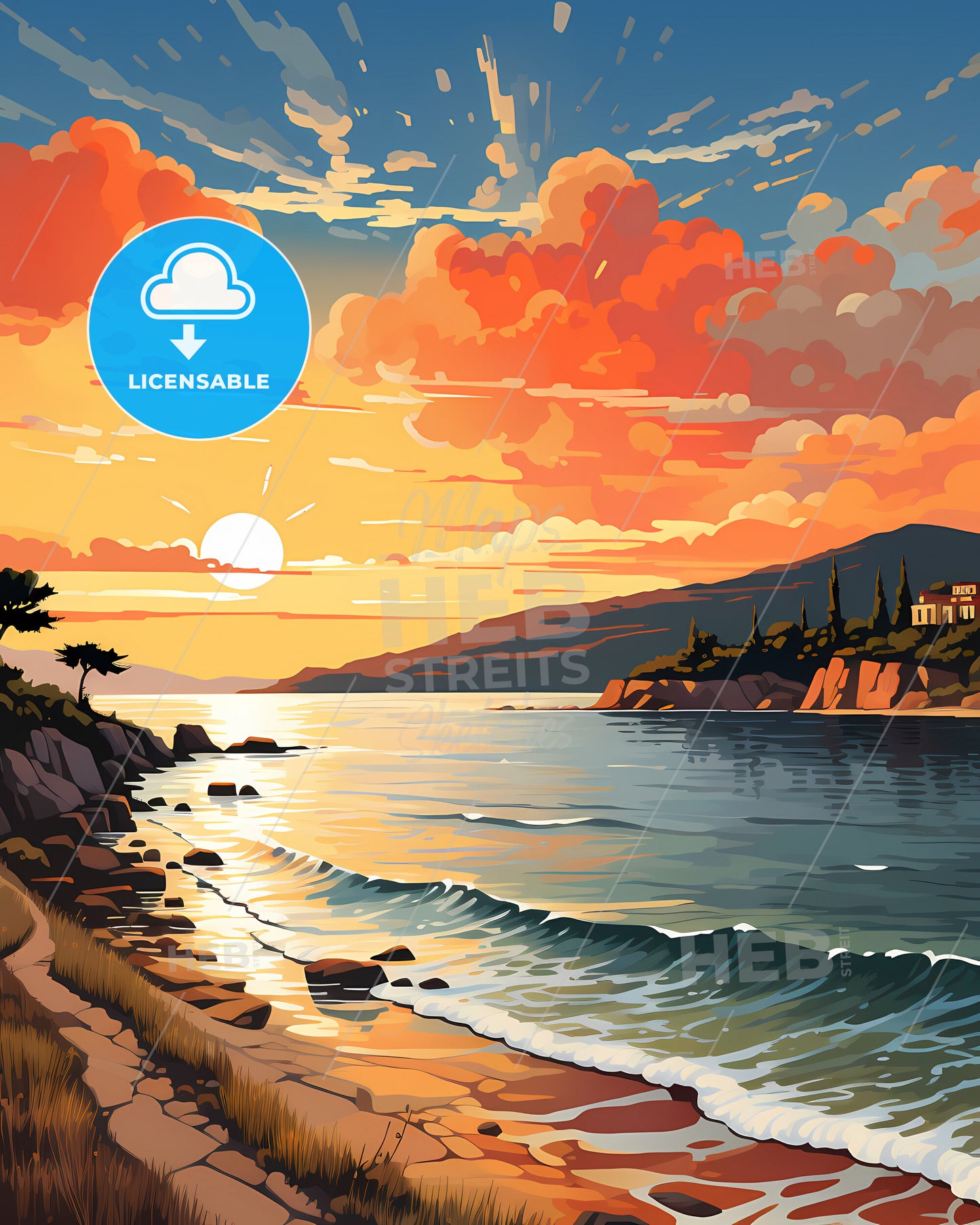 Corsica, France - A Sunset Over A Body Of Water