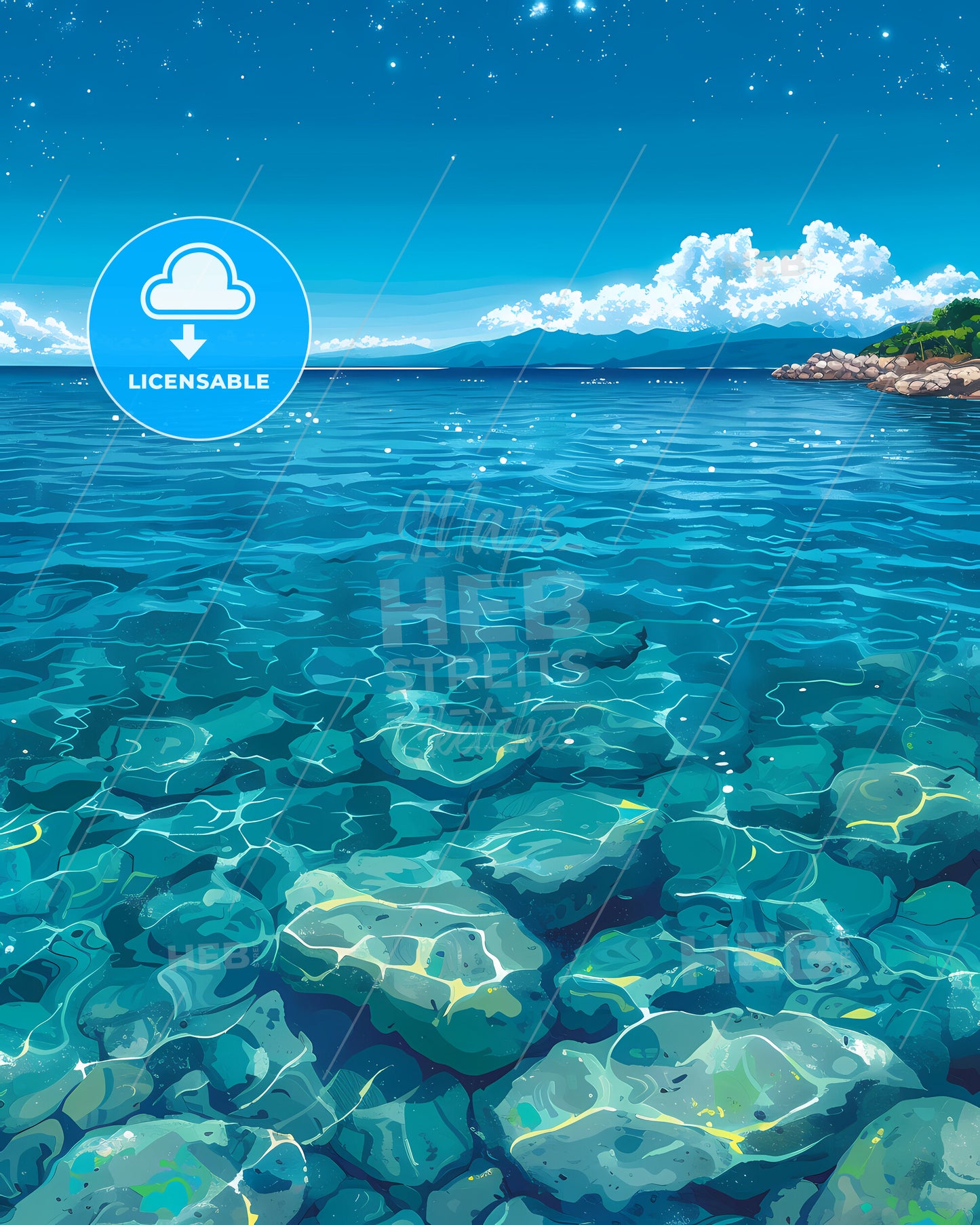 Lake Malawi, Malawi - A Blue Water With Rocks And A Rocky Shore