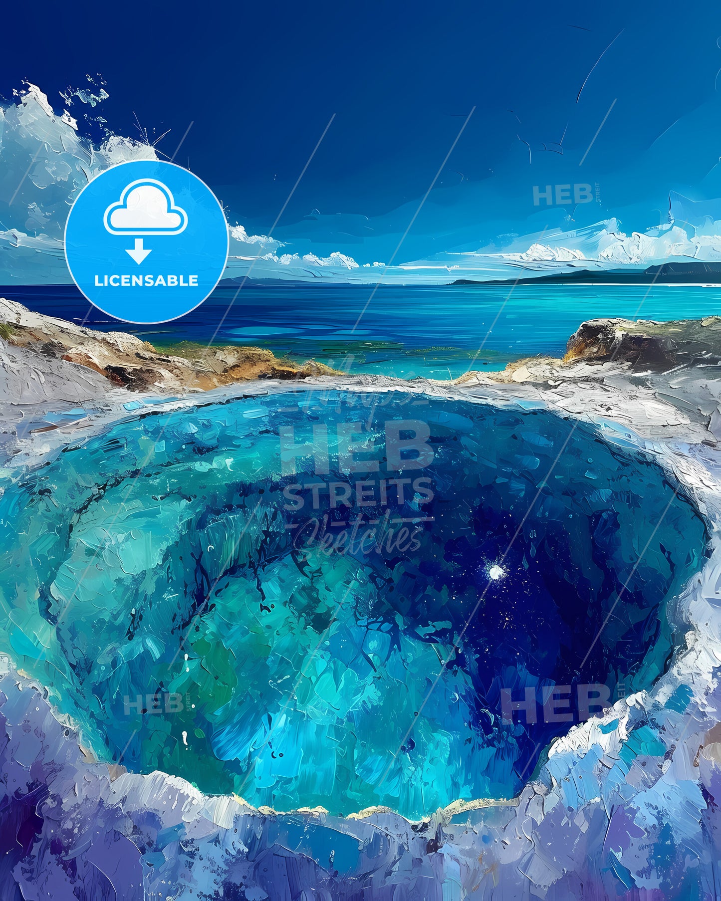 Rotorua, New Zealand - A Blue Pool Of Water On A Rocky Shore