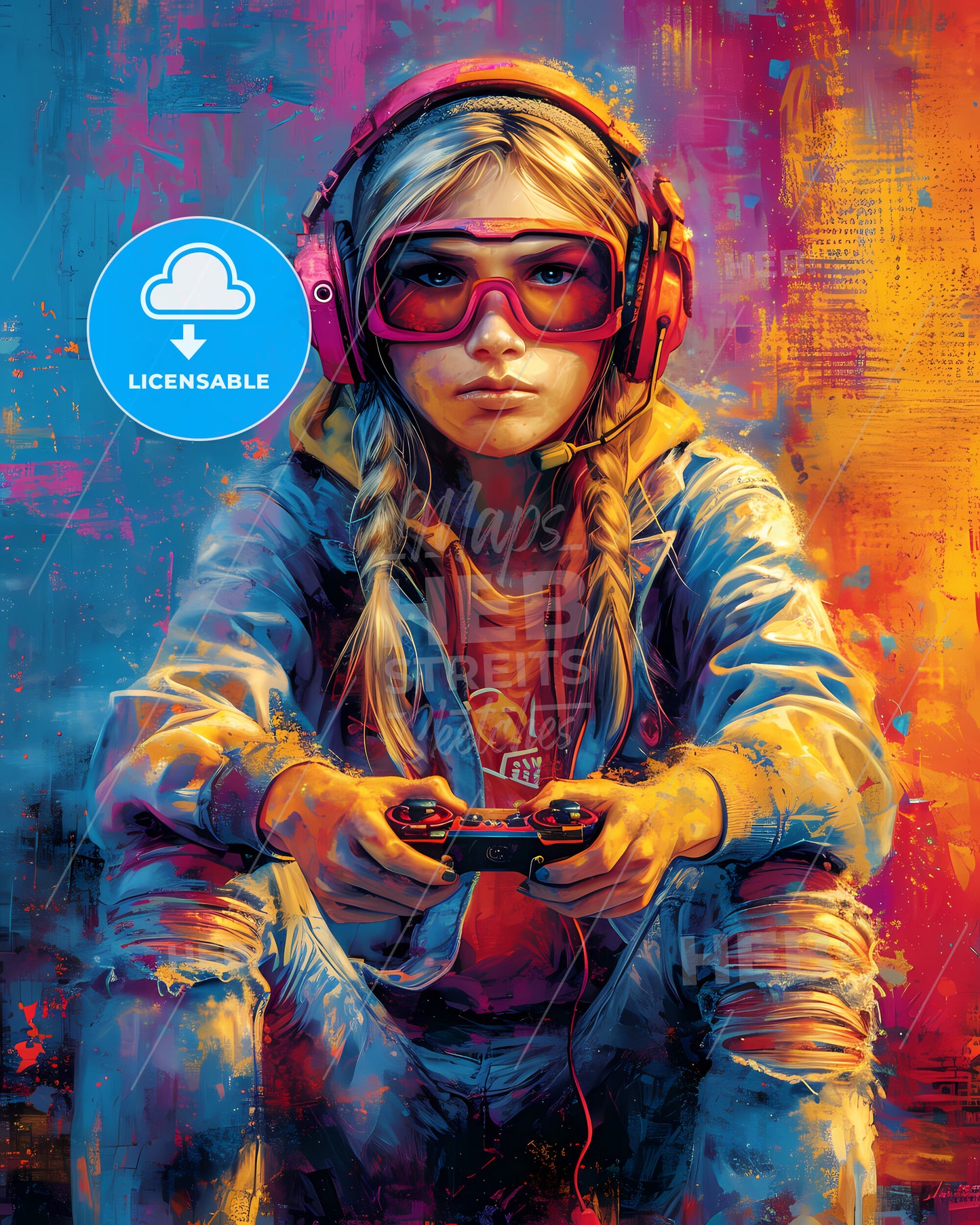 A Trendy Gamer Streams Herself - A Girl Wearing Headphones And Holding A Game Controller