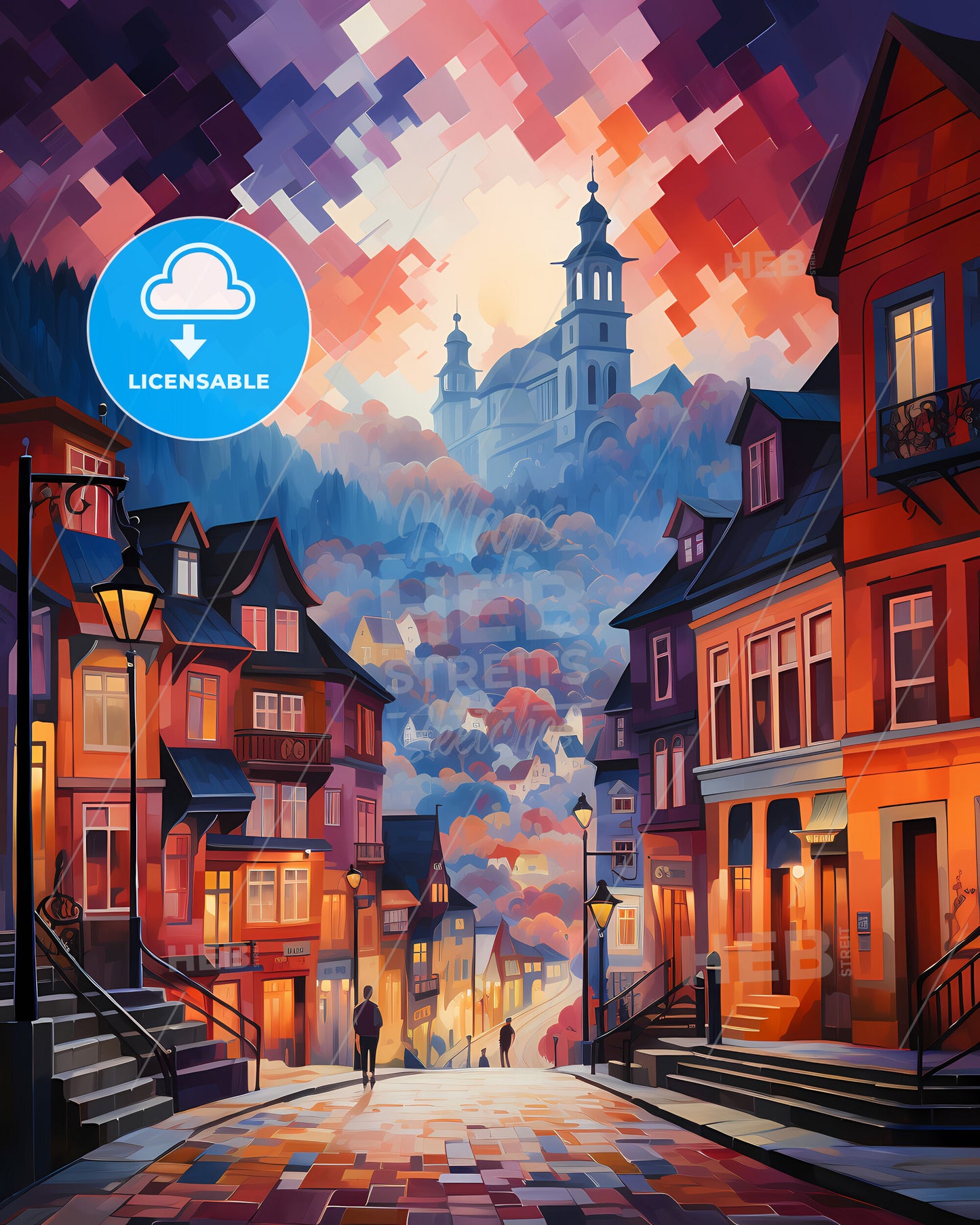 Charleroi, Belgium - A Street With Buildings And A Church In The Background