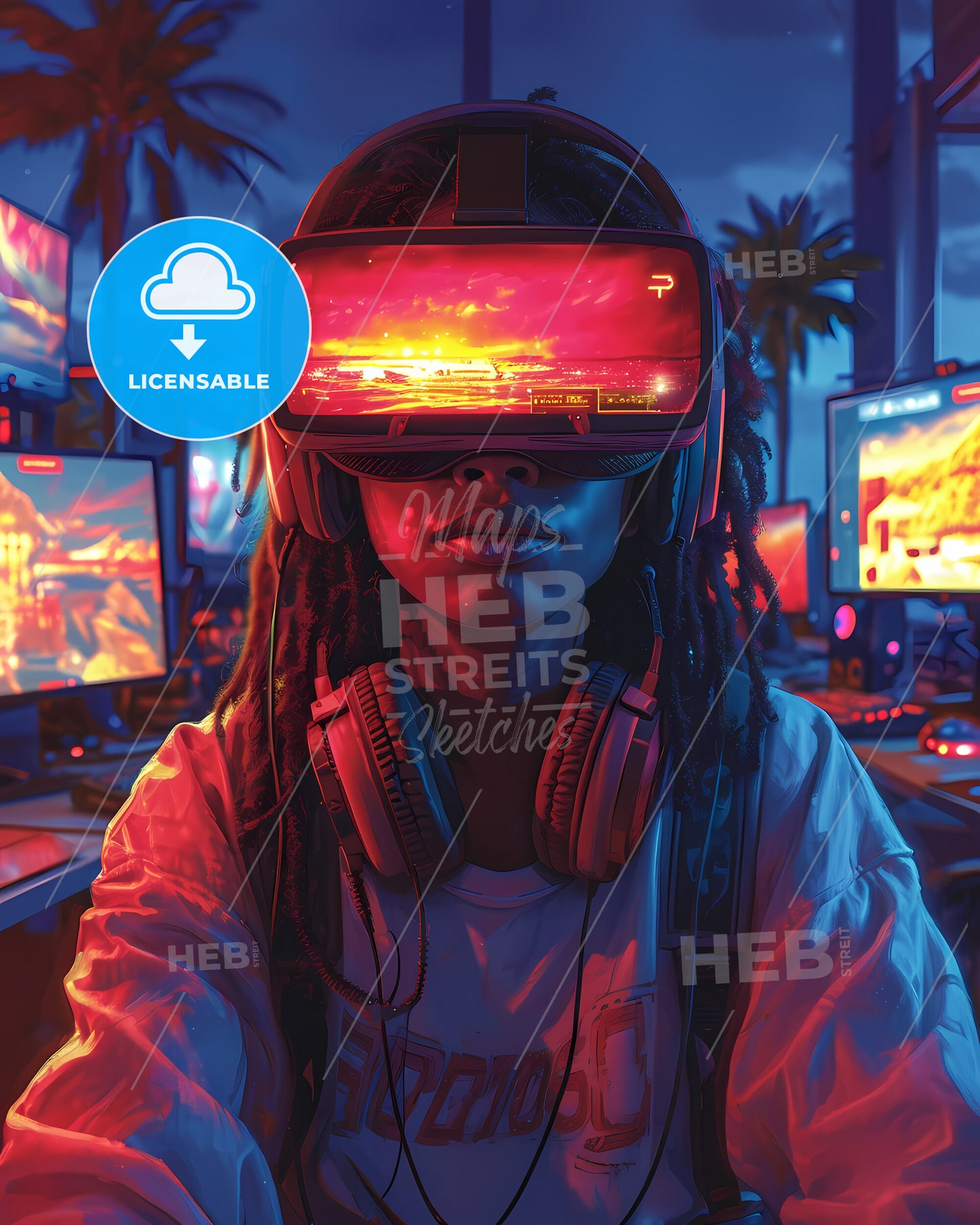 A Trendy Gamer Streams Herself - A Person Wearing Virtual Reality Goggles