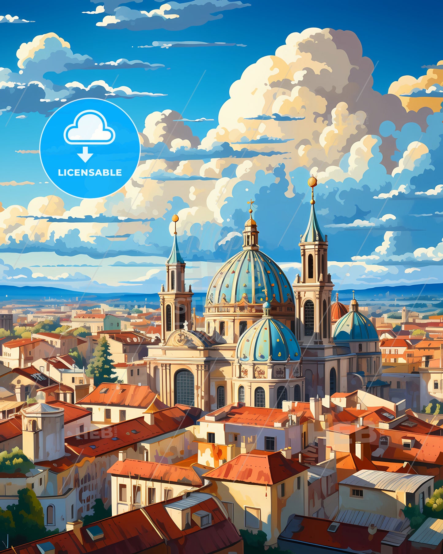 On The Roofs Of Berlin, Germany - A Large Building With Blue Domes And A Blue Roof