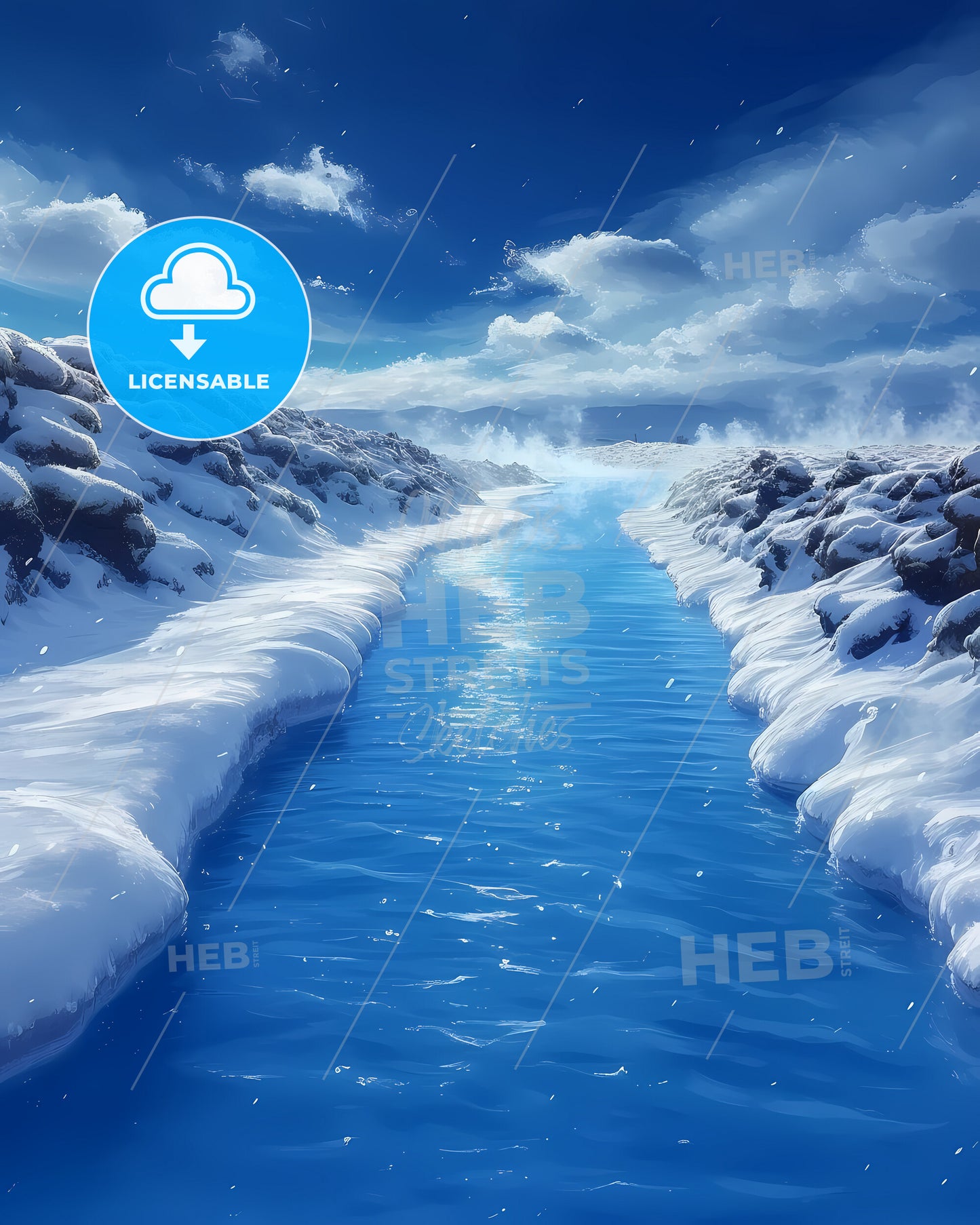 Blue Lagoon, Iceland - A River Running Through A Snowy Landscape