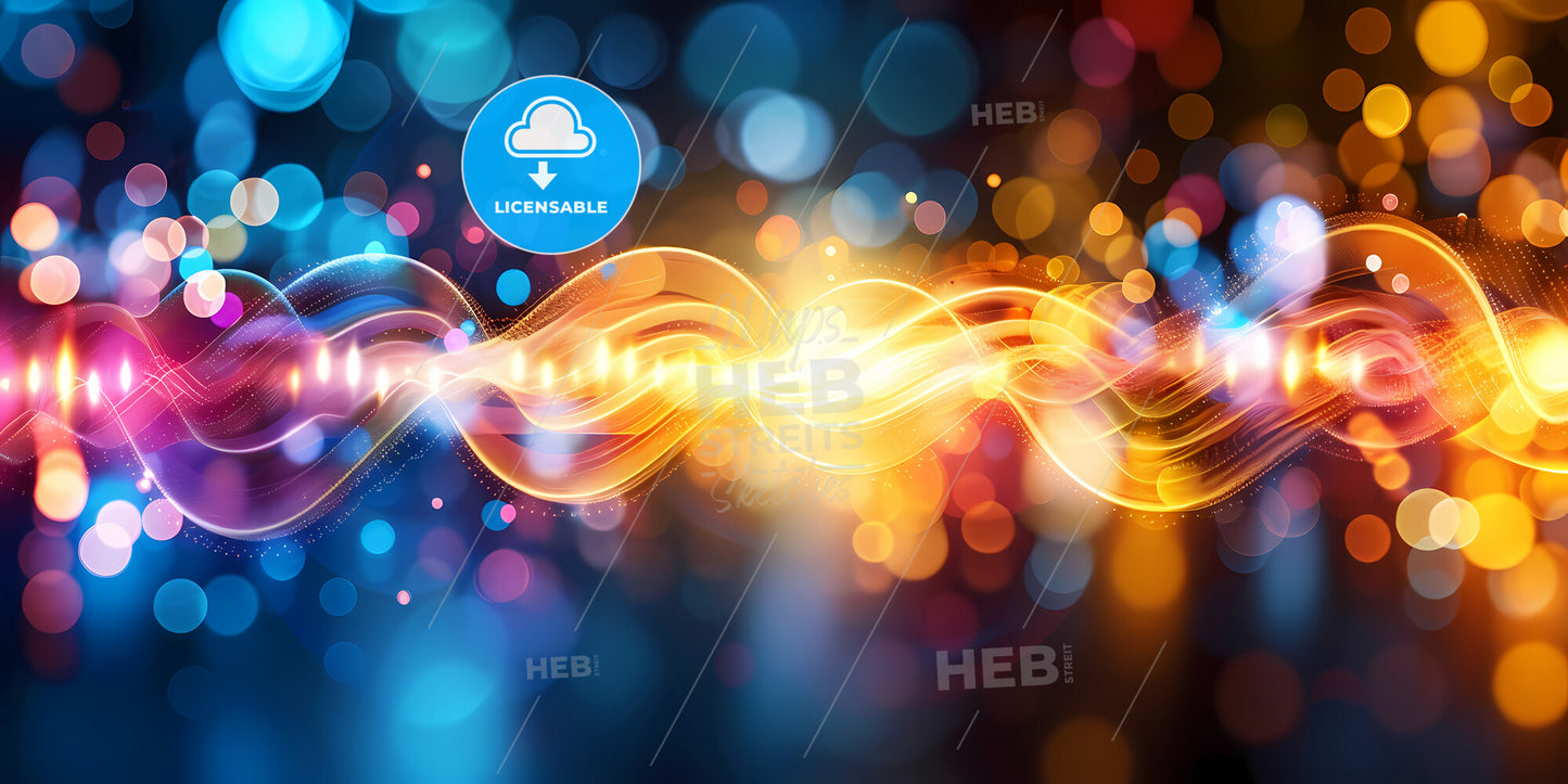 Abstract Neon Background With Glowing Wavy Lines And Colorful Bokeh Lights - A Colorful Lights And Circles