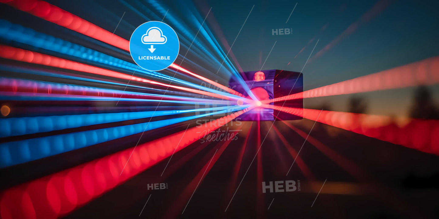 Abstract Pink Blue Projector, Neon Light Over Black Background - A Red And Blue Light Streaks