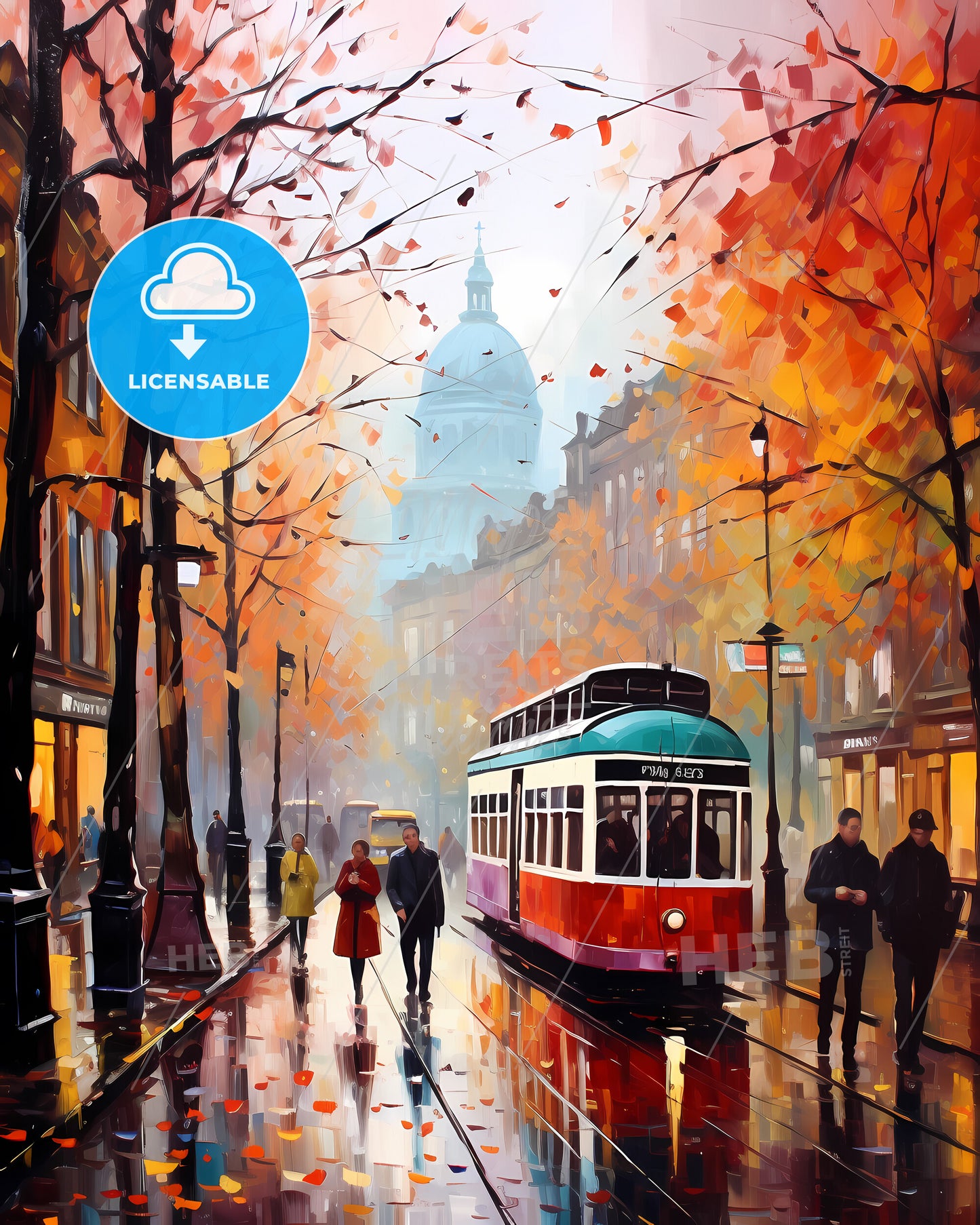 Newcastle Upon Tyne, England - A Street With A Trolley And People Walking On It