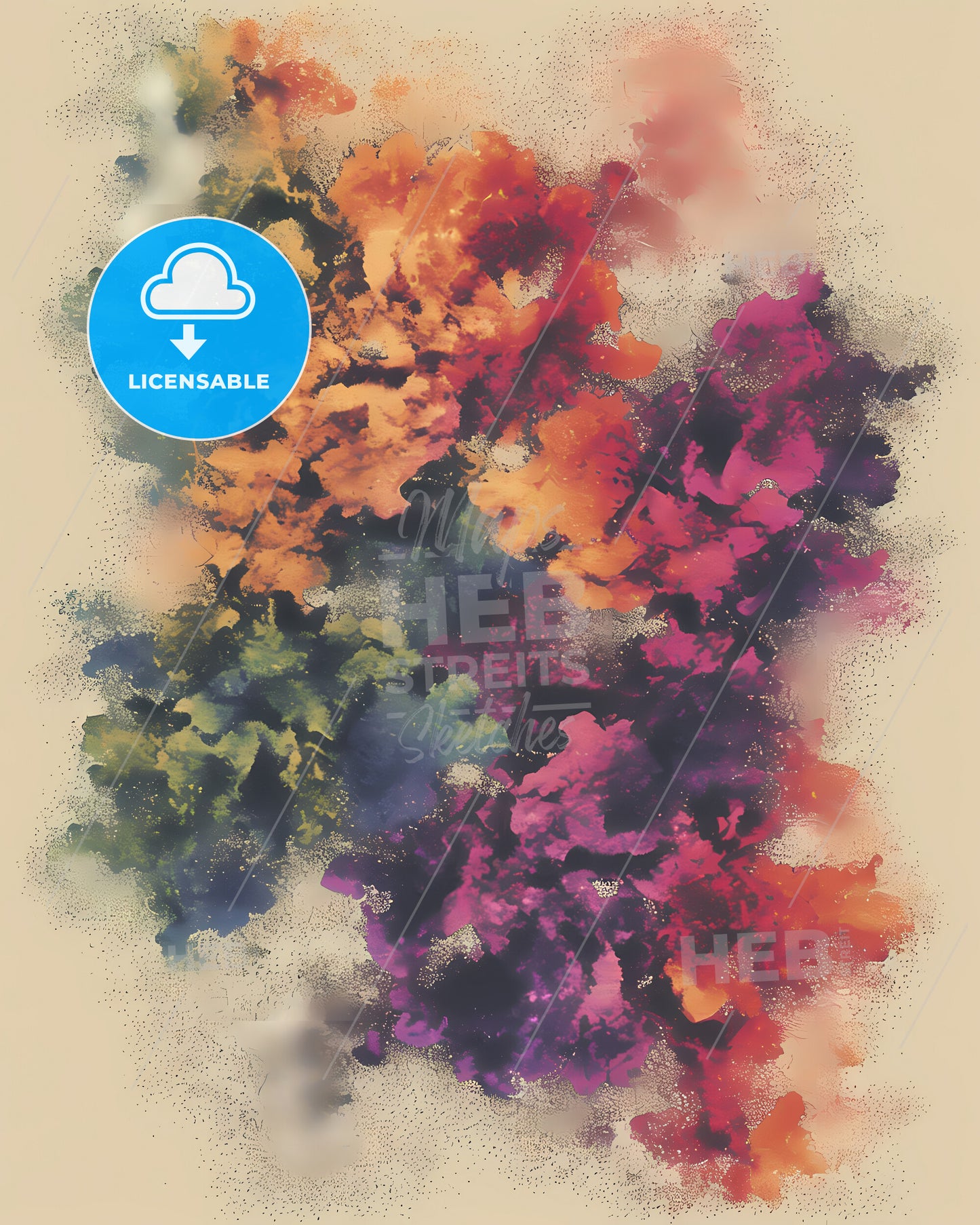 A Botanical Arrangement - A Group Of Colorful Ink Splatters