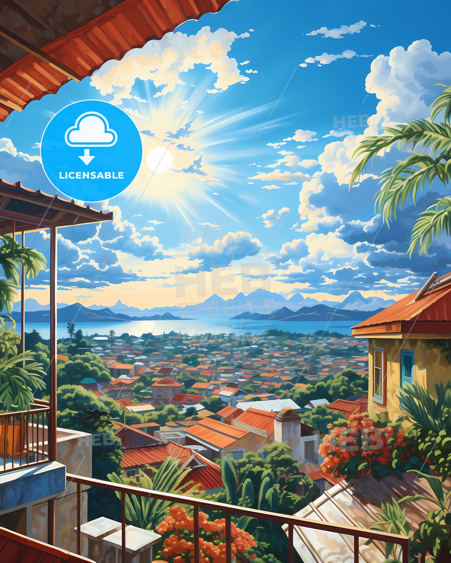 On The Roof Of Saint Lucia, Saint Lucia - A View Of A City From A Balcony