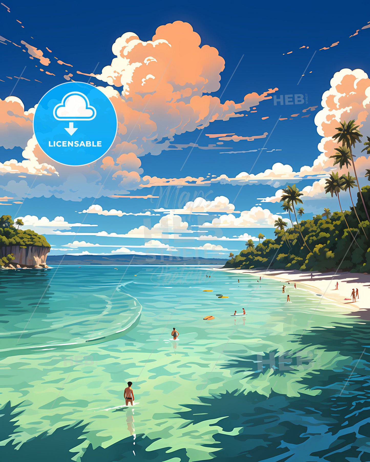Boracay, Philippines - A Beach With People In The Water