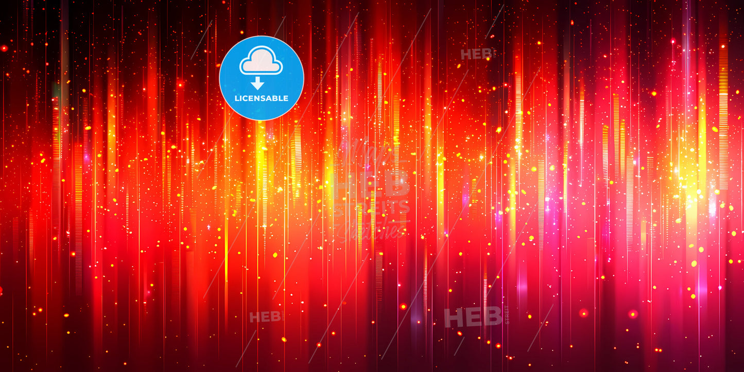 Abstract Neon Background, Modern Wallpaper With Glowing Gold Vertical Lines - A Red And Yellow Lights