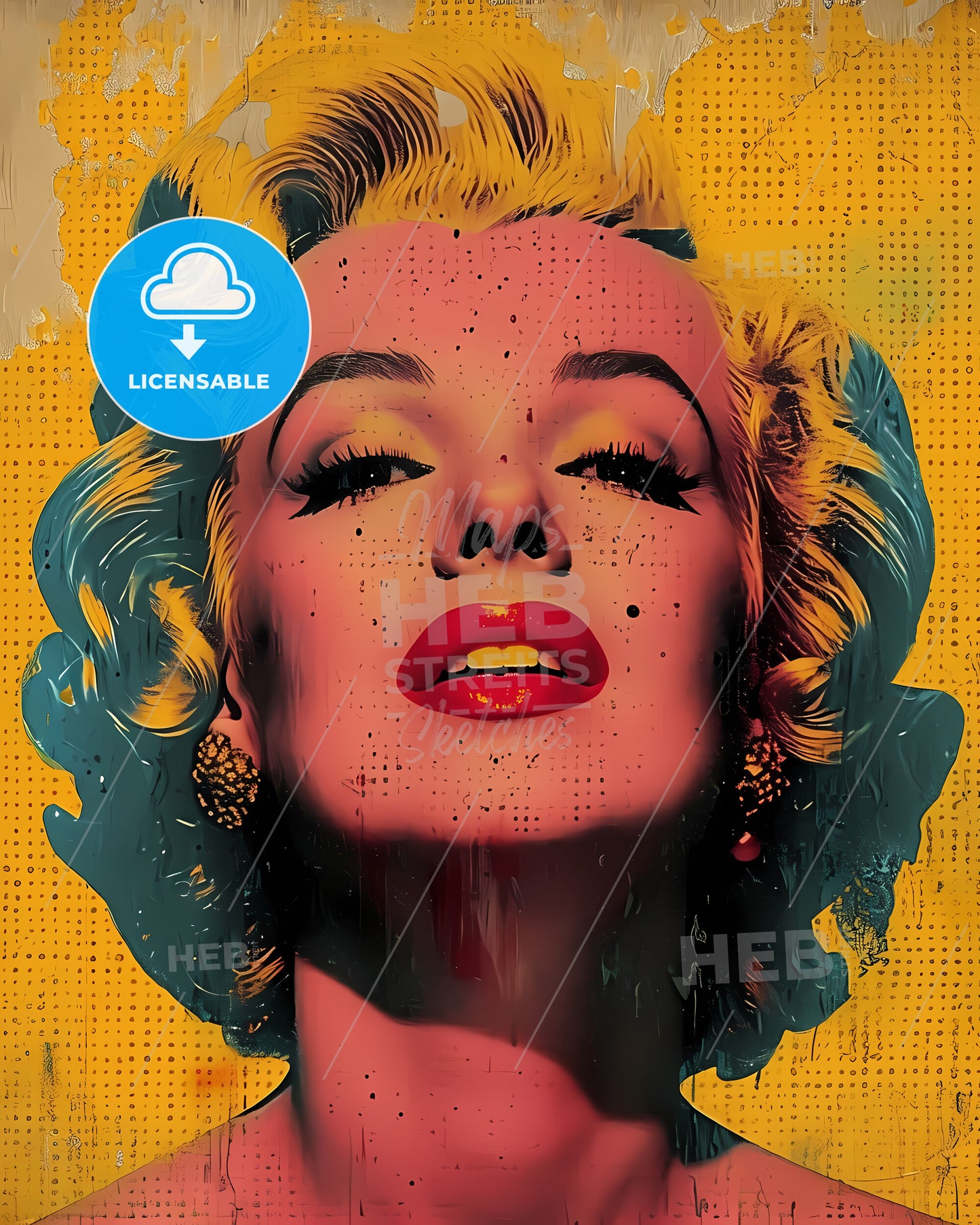 A Striking Half-Body Portrait Of A Woman With Blonde Hair And Red Lipstick