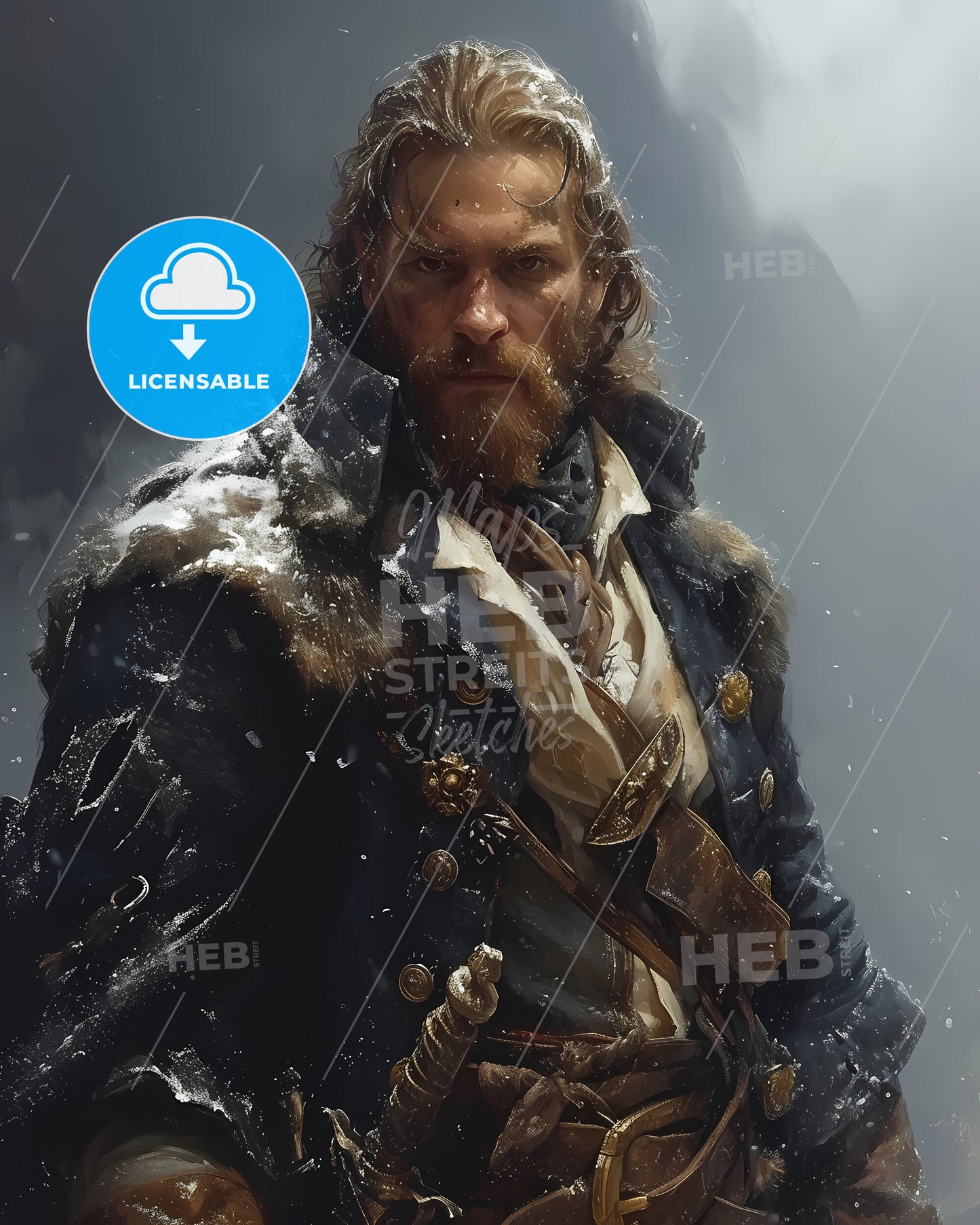 Red Bearded Man Falls - A Man In A Pirate Garment