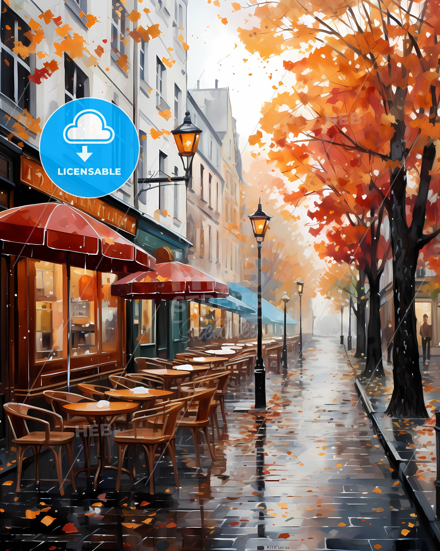 Angers, France - A Street With Tables And Umbrellas On It