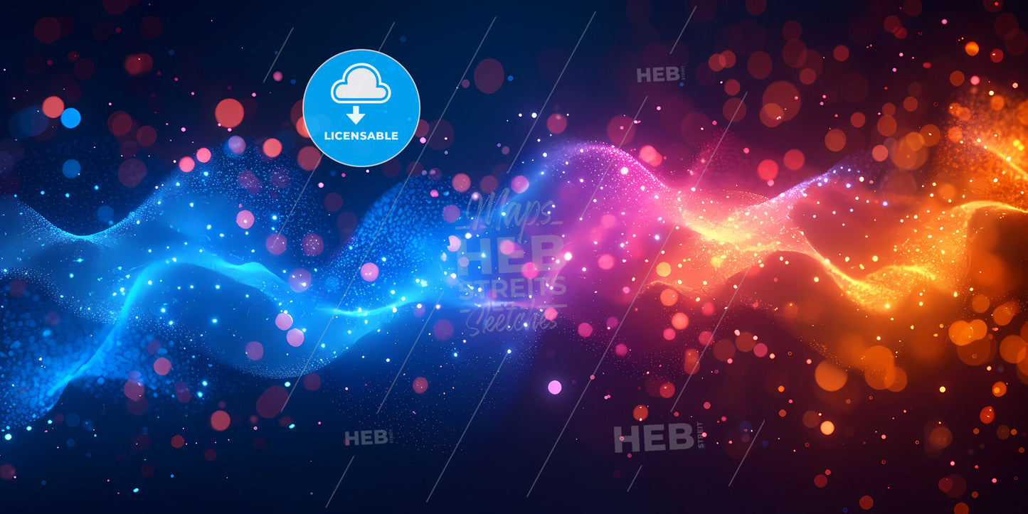 Abstract Neon Background With Glowing Wavy Lines And Colorful Bokeh Lights - A Colorful Lights In The Dark