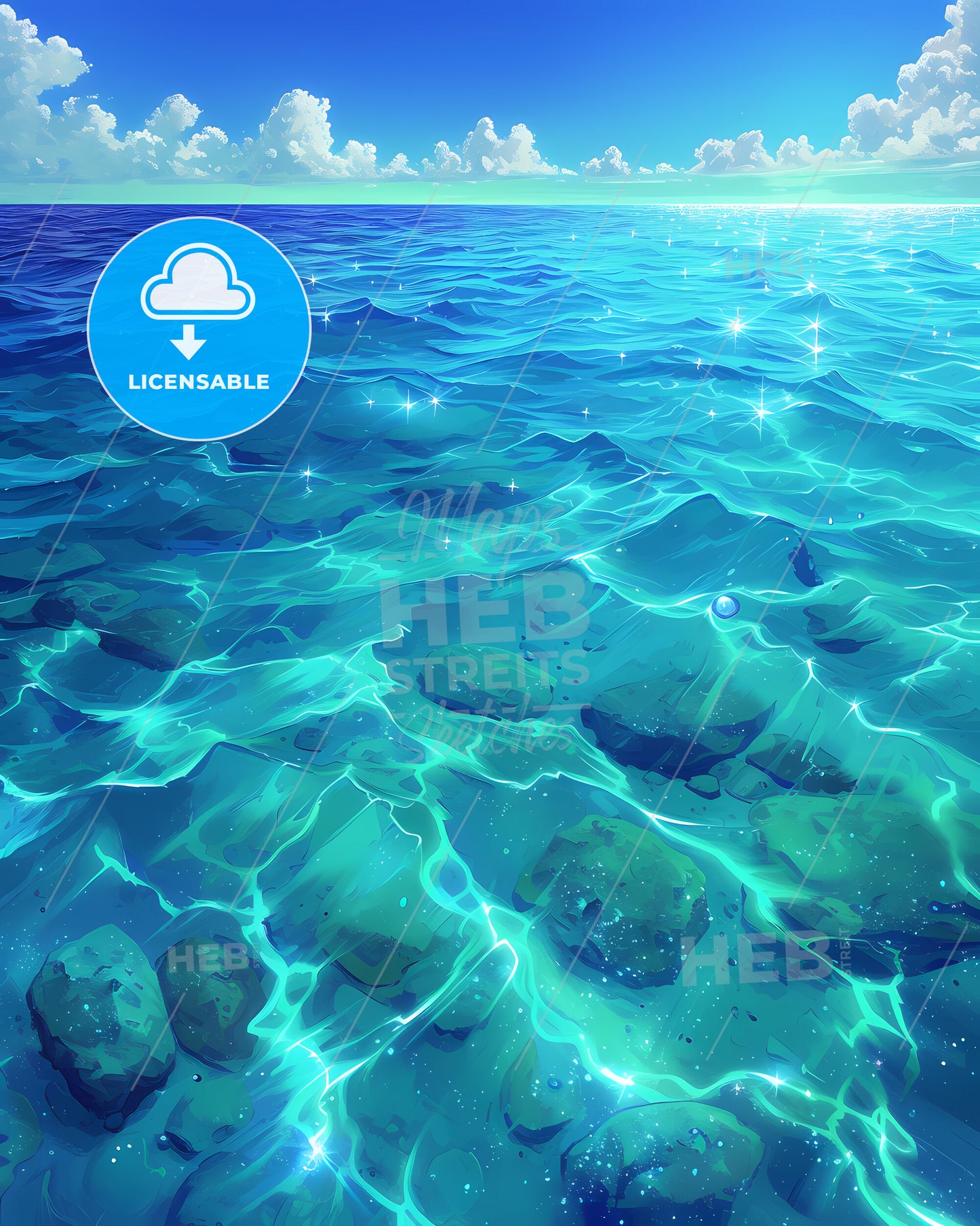 Dead Sea, Jordan/Israel - A Blue Water With Rocks And Sunlight