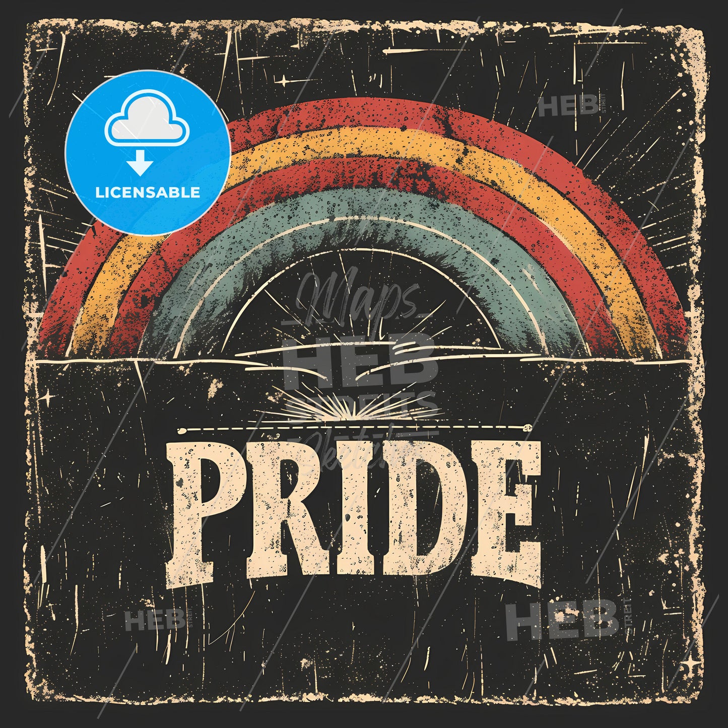 Rainbow With Big Letters Pride Vector Art - A Rainbow On A Black Background