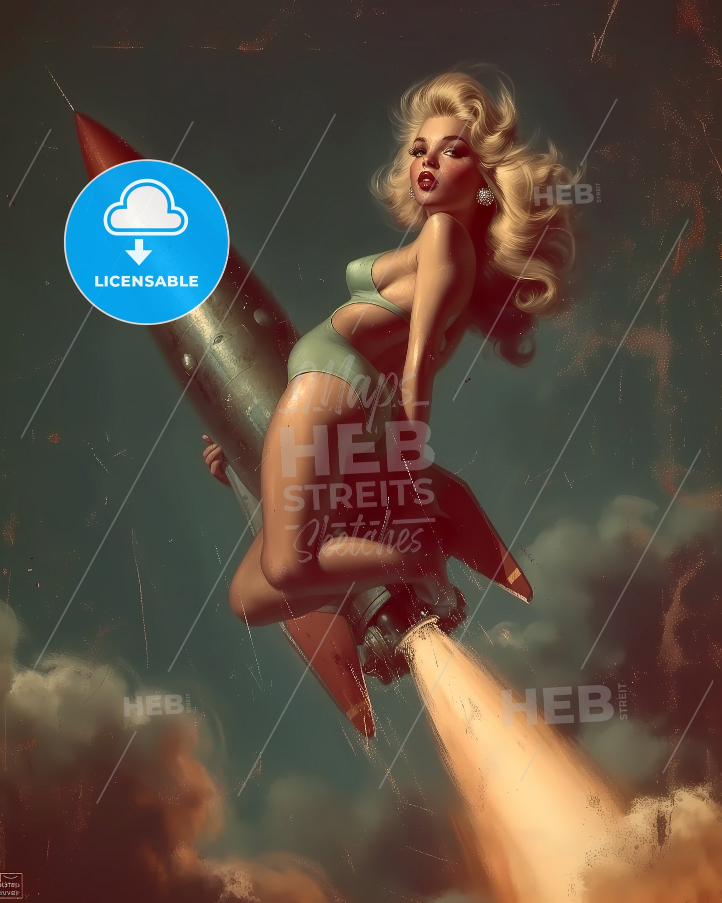 The Head Nurse Sharply Directed The Nurses Riding A Rocket - A Woman In A Garment Holding A Rocket