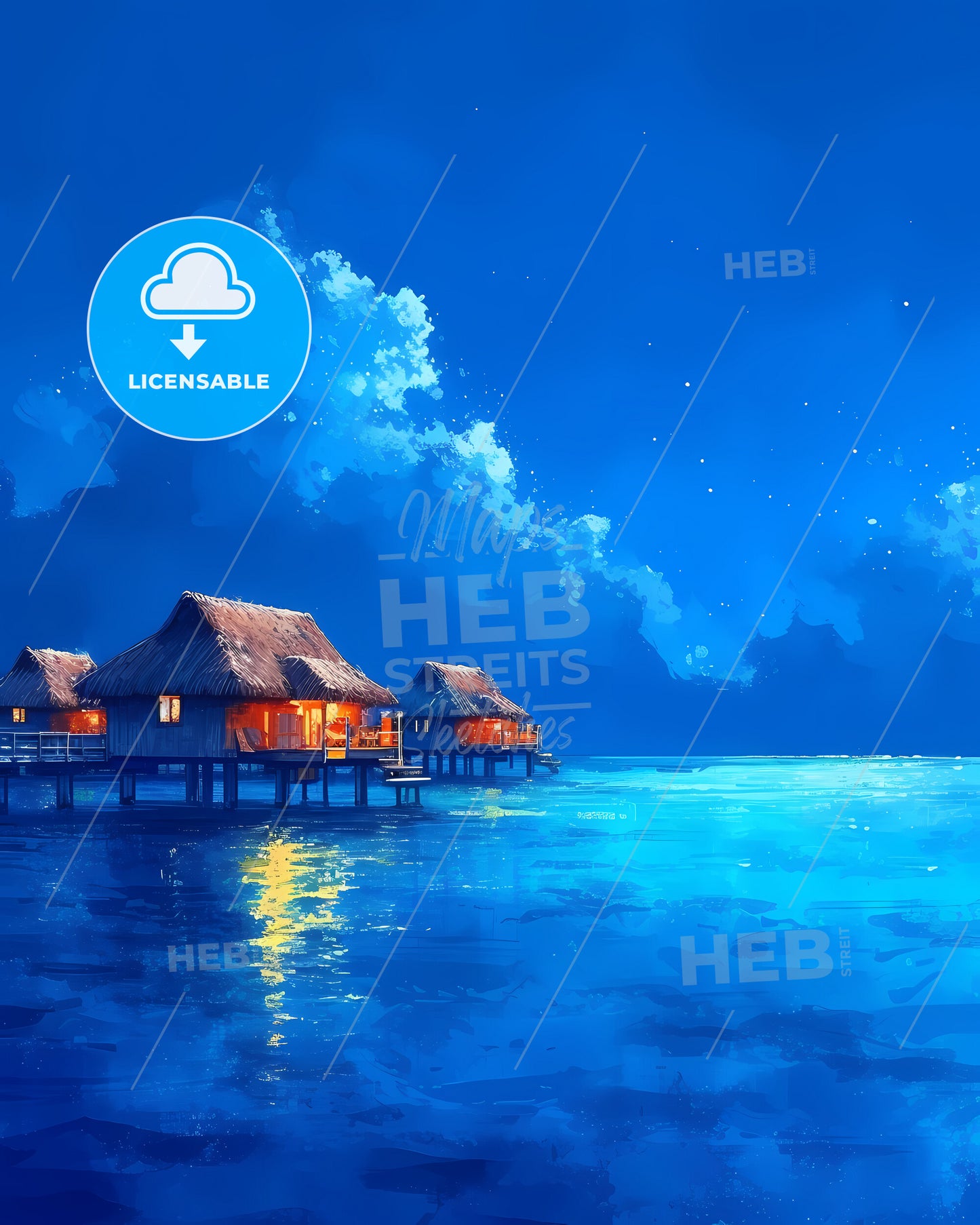 Bora Bora Lagoon, French Polynesia - A Group Of Houses On Stilts In Water