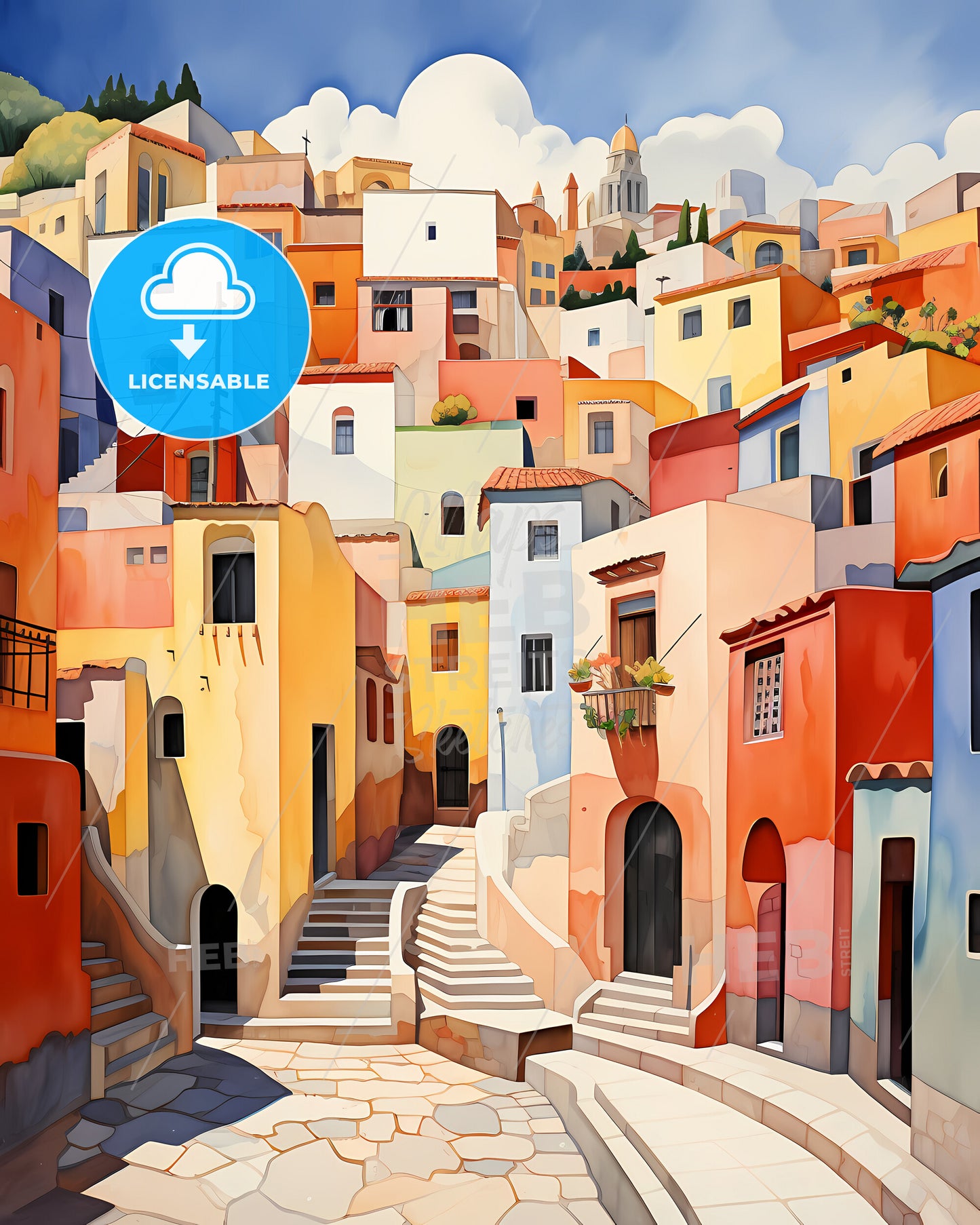 Almaty, Kazakhstan - A Painting Of A Colorful City