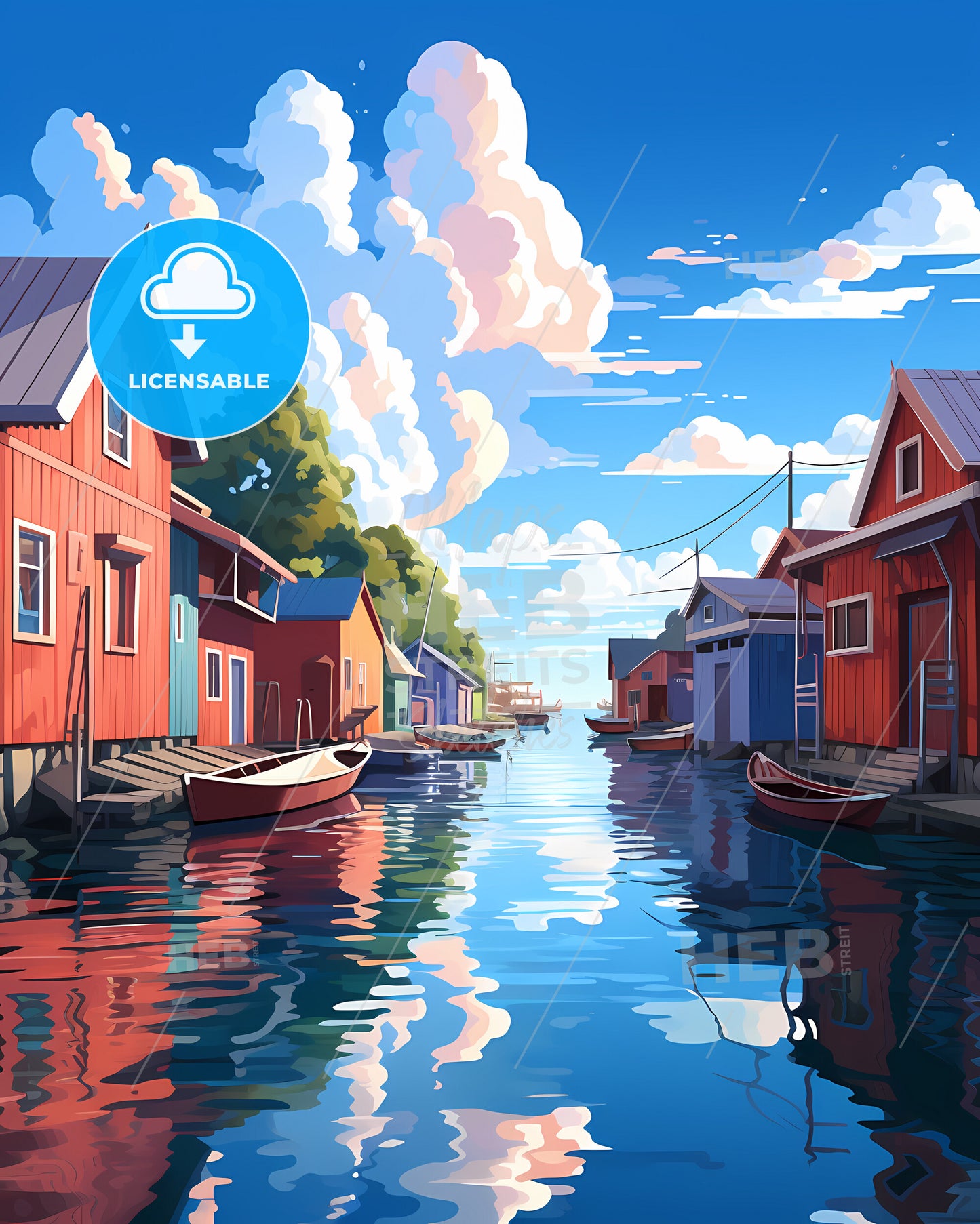 Maldives, Republic Of Maldives - A Water Way With Boats And Houses