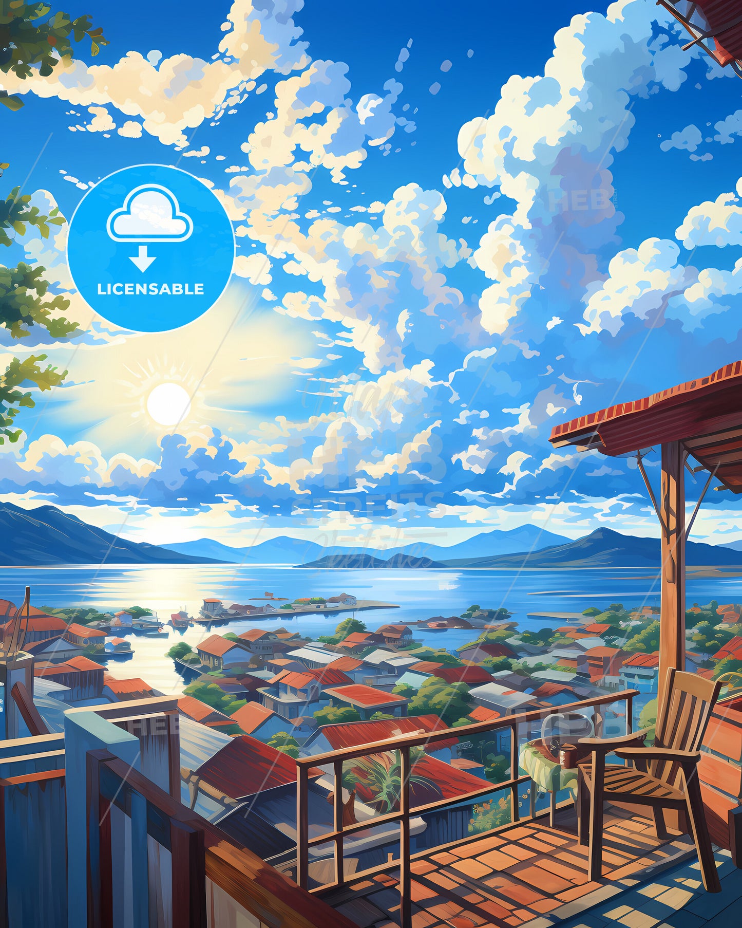 On The Roof Of Palawan, Philippines - A View Of A Town From A Balcony Overlooking A Body Of Water