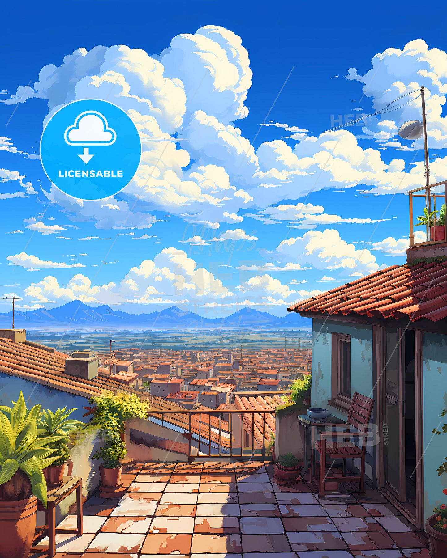 On The Roof Of Galapagos, Ecuador - A Rooftop Of A House With A View Of A City