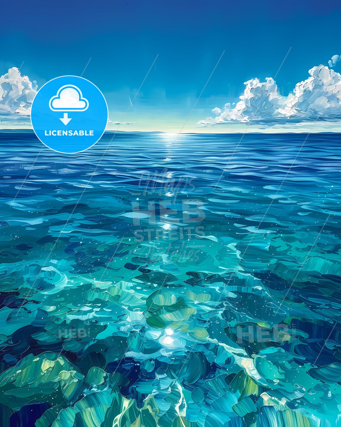 Lake Baikal, Russia - A Blue Ocean With Blue Sky And Clouds