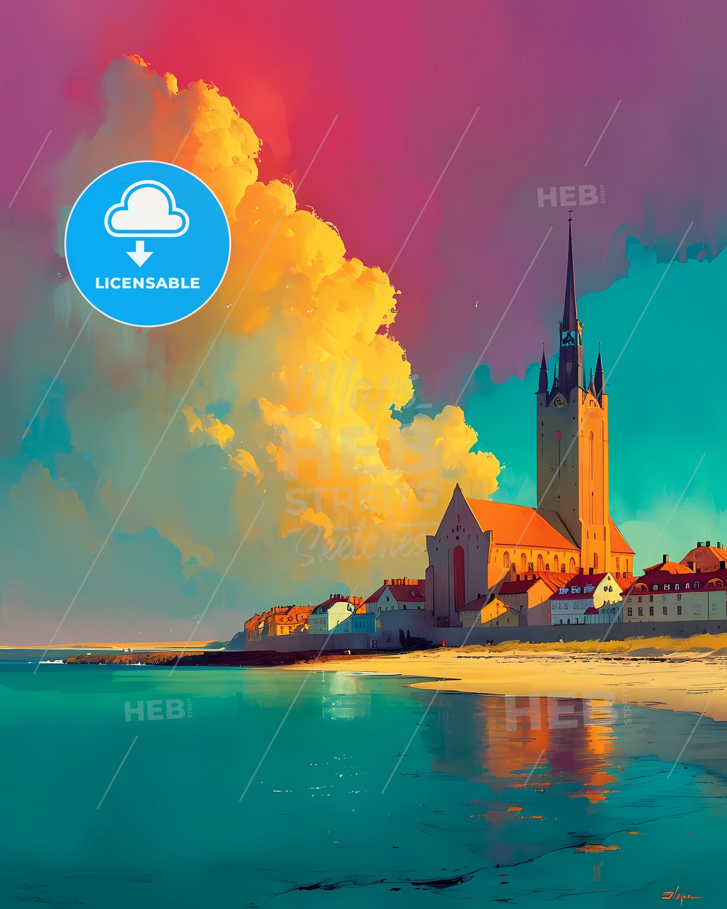 Norrköping, Sweden, - A Building With A Tower And A Body Of Water