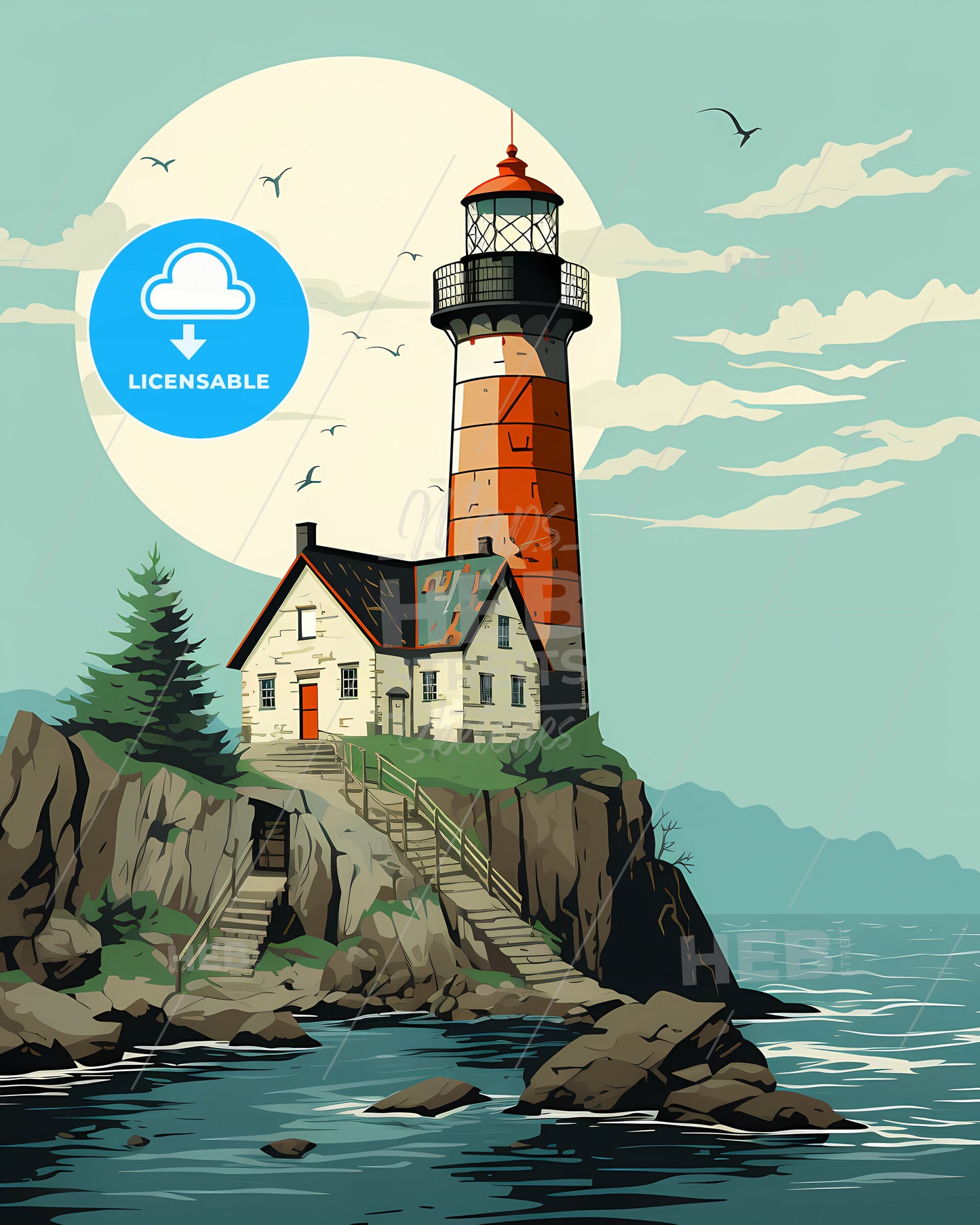 Advertising Poster To Announce Trips For Young People - A Lighthouse On A Rock