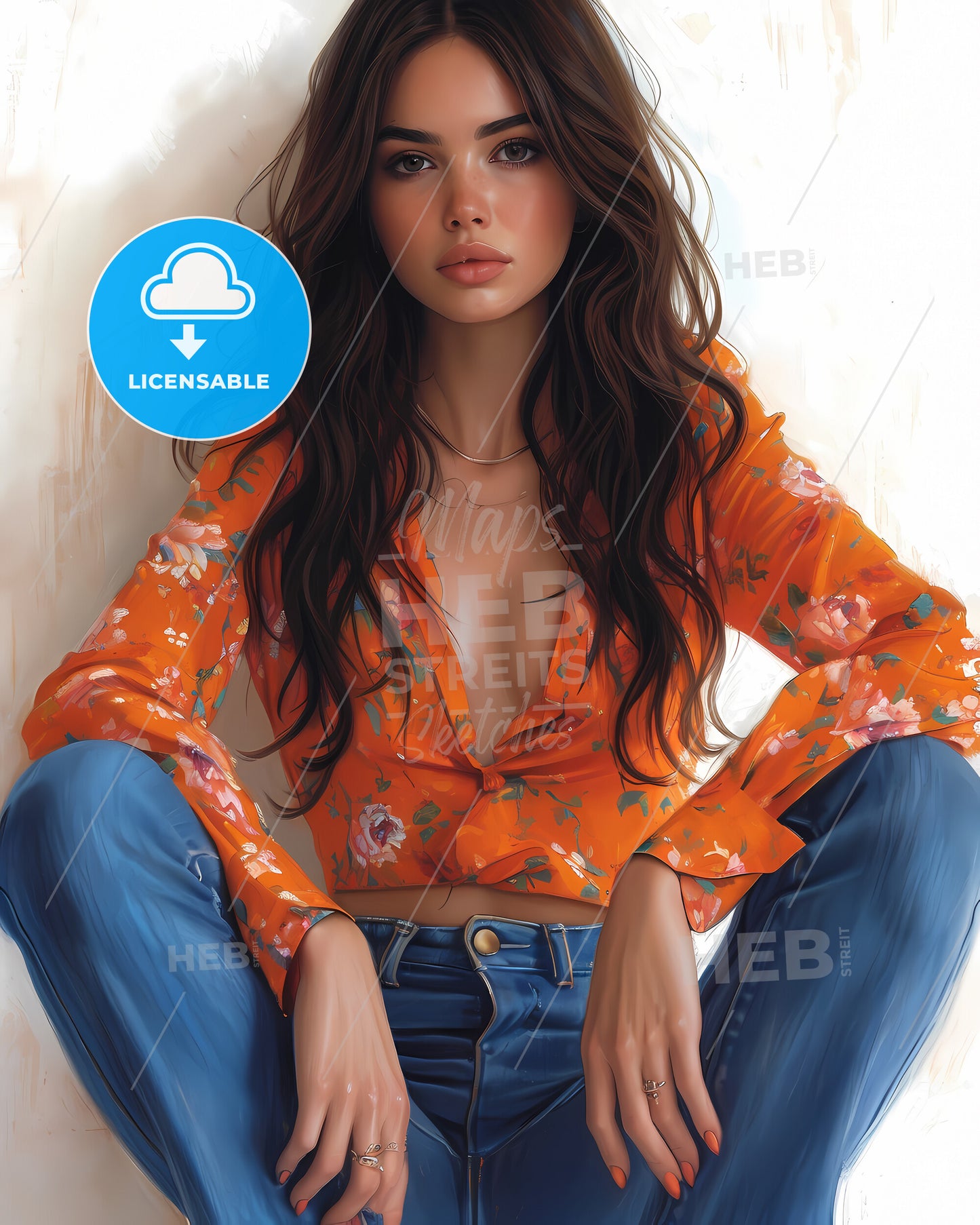 Sitting Pin Up Factory Worker Girl - A Woman Sitting On The Floor