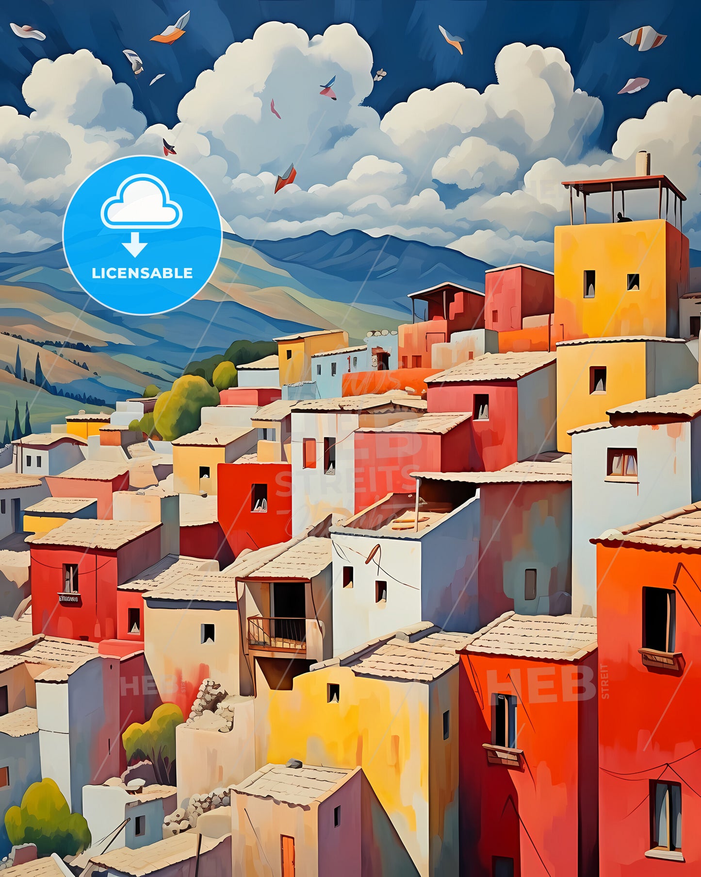 Konya, Turkey - A Painting Of A Colorful Village
