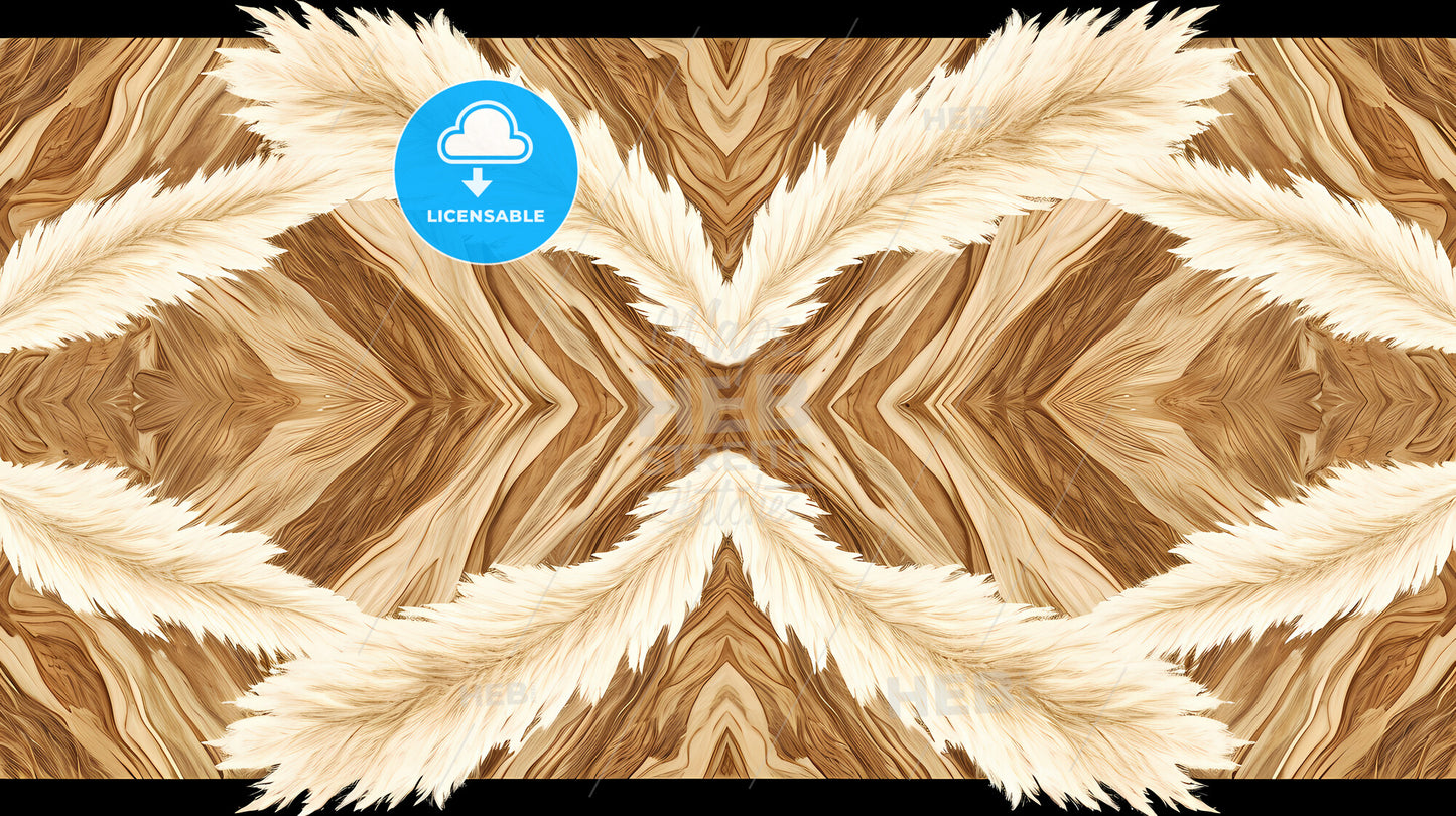 Abstract Background, Grass And Wood Grain Texture - A White Feather On A Wood Surface