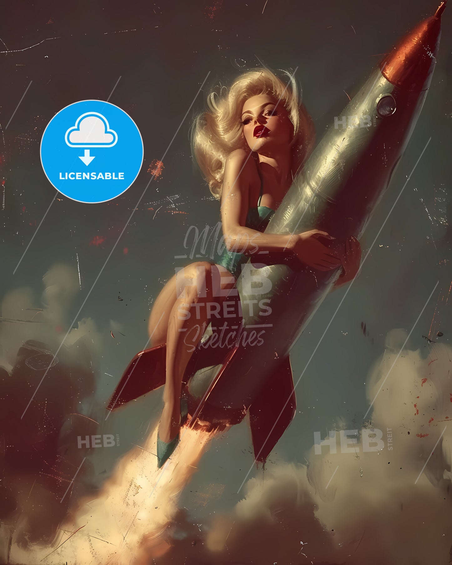 The Head Nurse Sharply Directed The Nurses Riding A Rocket - A Woman In A Garment Holding A Rocket