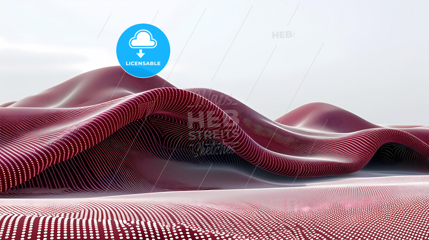 Background, Using One Color In Bright Red, And Using One Geometric Of Dotted - A Red Wavy Surface With White Dots