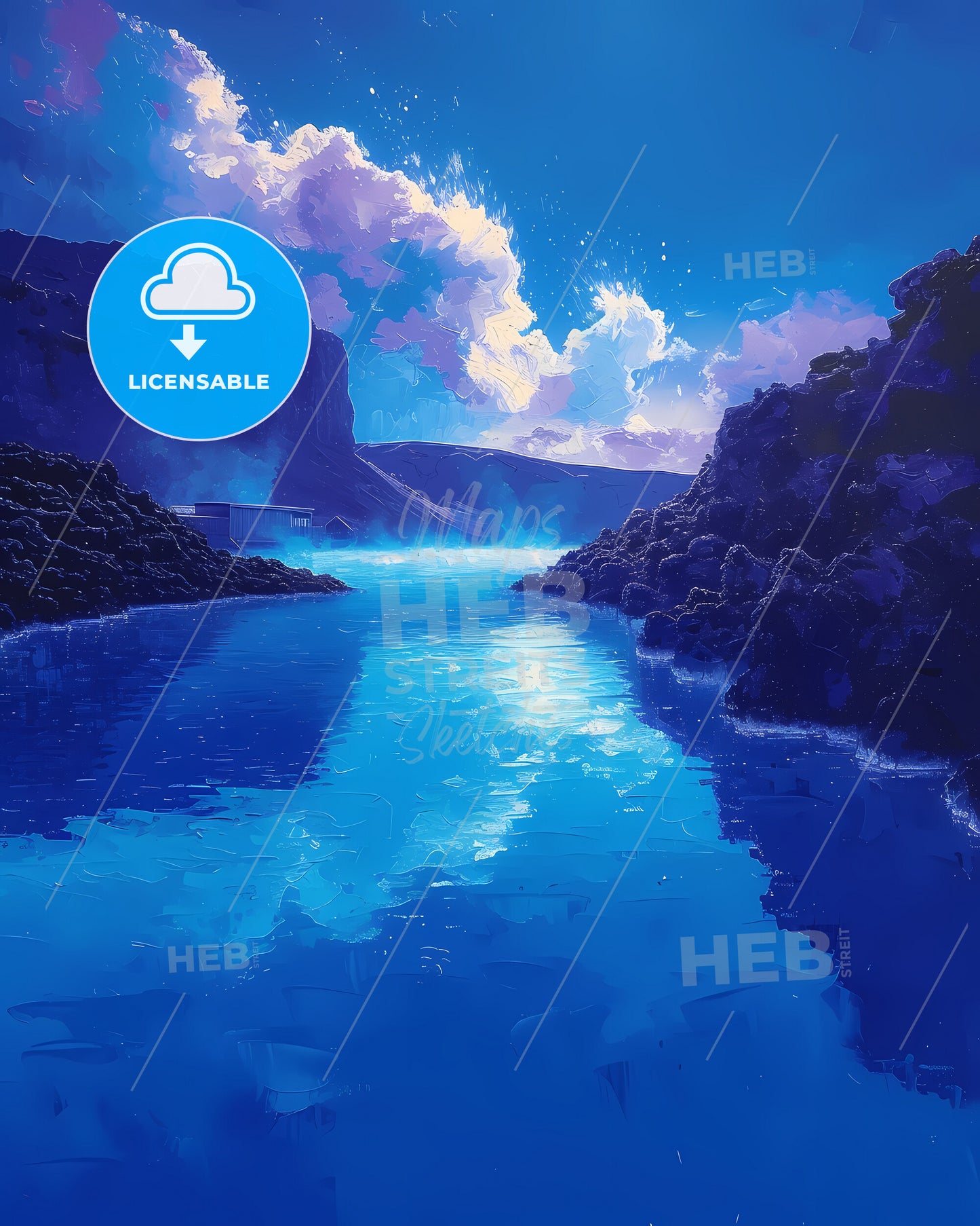 Blue Lagoon, Iceland - A Blue Water With Rocks And Clouds