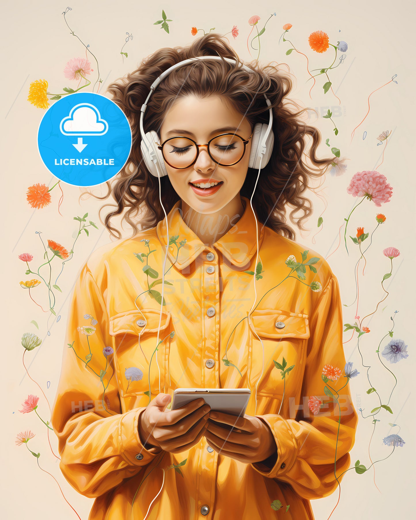 Sweat It Out! - A Woman Wearing Headphones And Holding A Phone