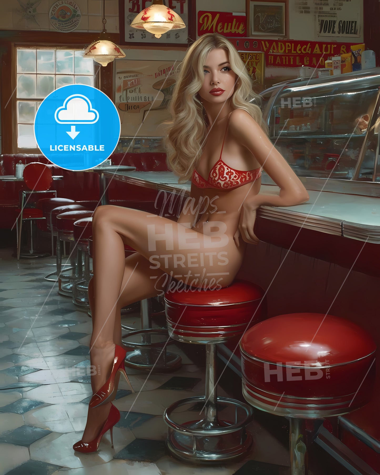 Deep Sea Fisherman - A Woman Sitting On A Bar Stool
