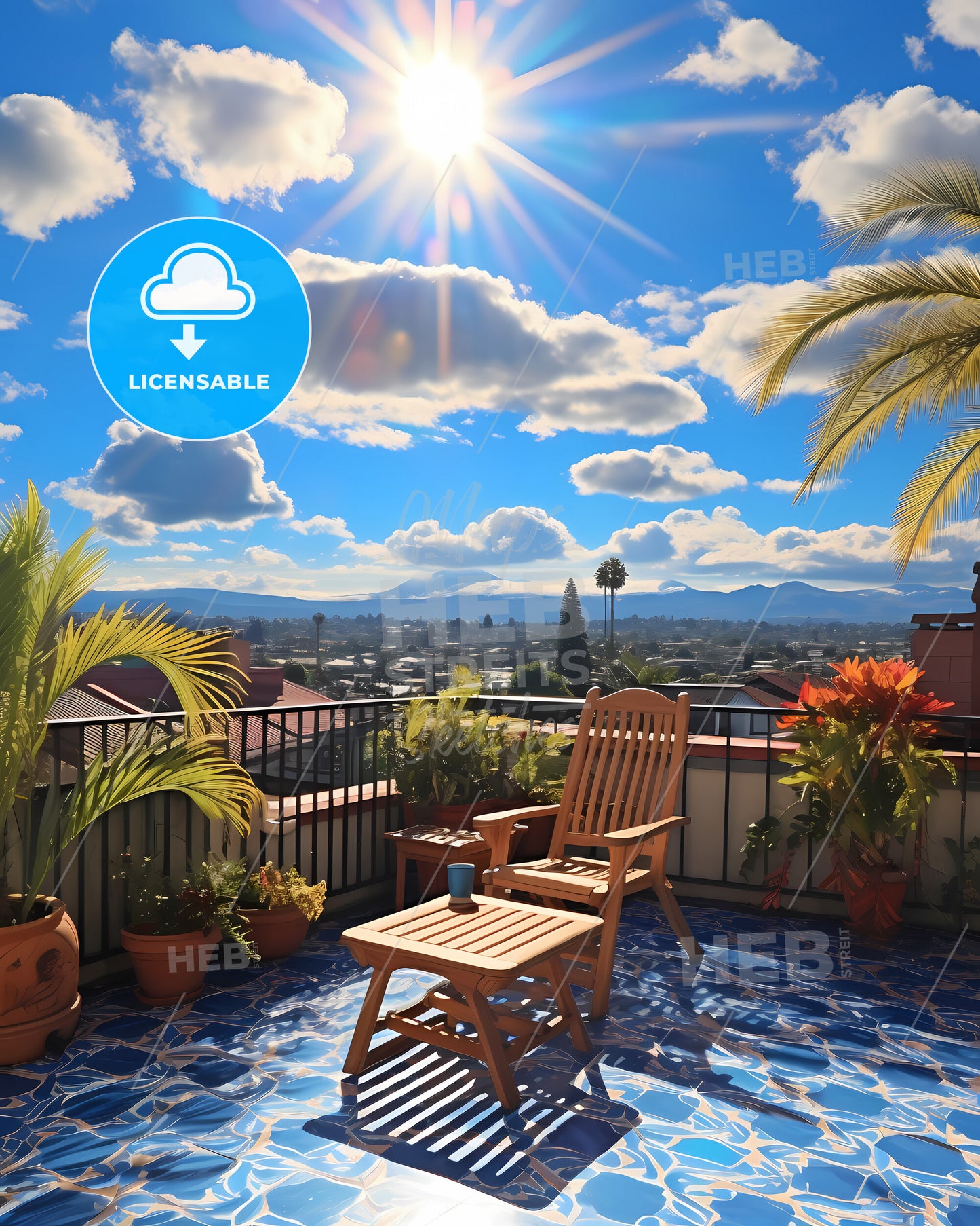 On The Roof Of Hawaii, United States - A Deck With Chairs And A Table On A Sunny Day